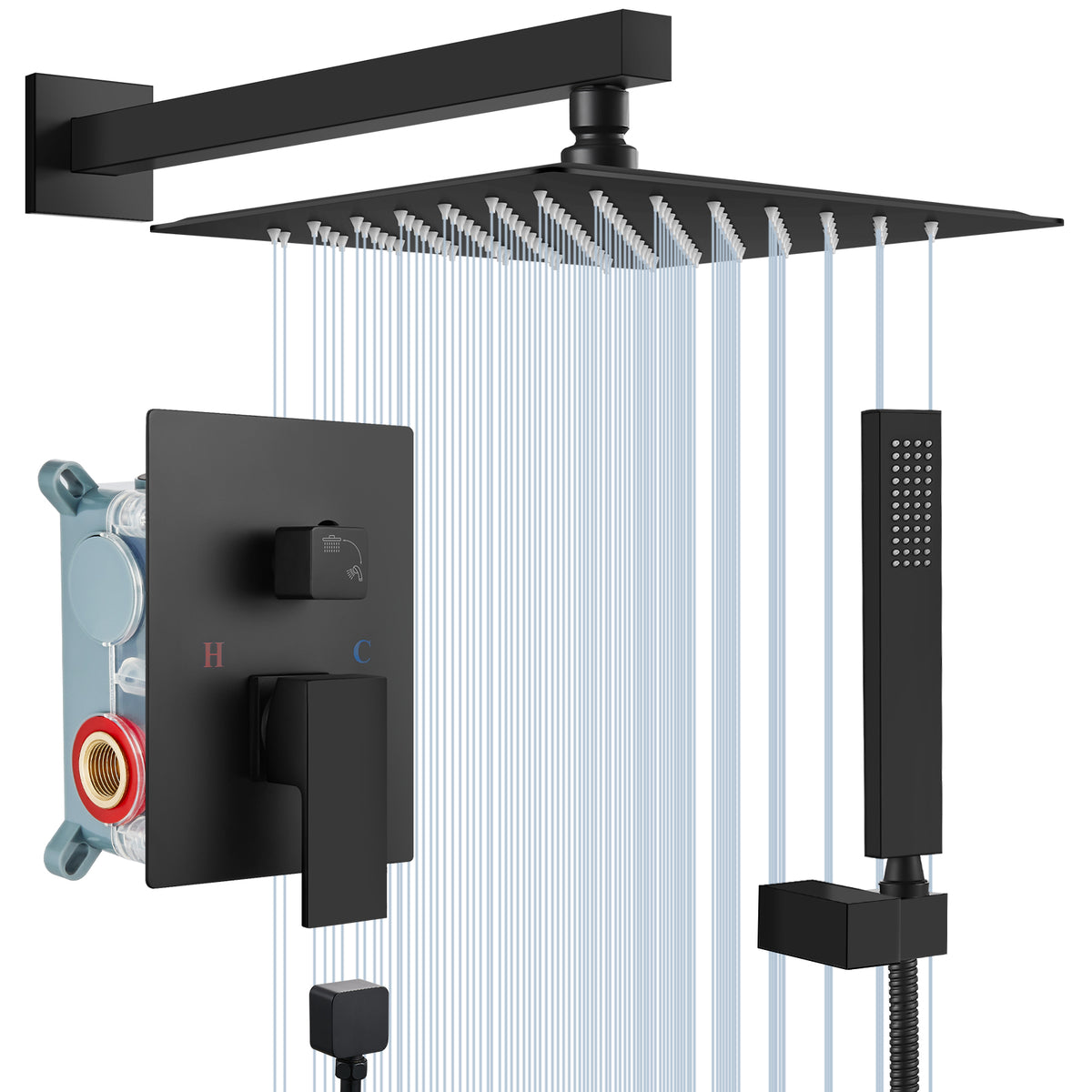 Midanya Bathroom Rain Shower System Shower Faucet Set Wall Mount 10 In ...