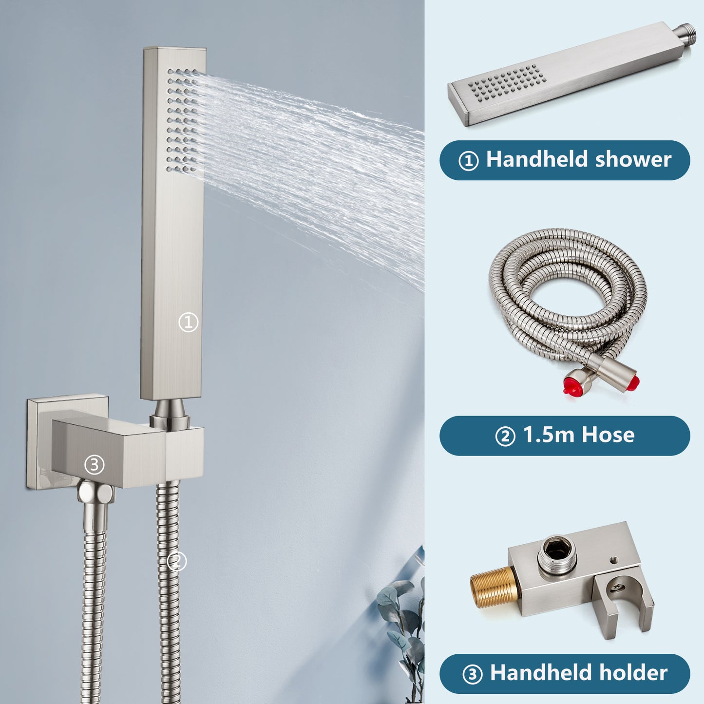 Midanya Rain Shower System 10 Inch Square Rainfall Shower Head Wall Mount Shower Faucet Set with Hand Sprayer Rough-in Valve Trim Kit Bathroom Mixer Shower Combo Set