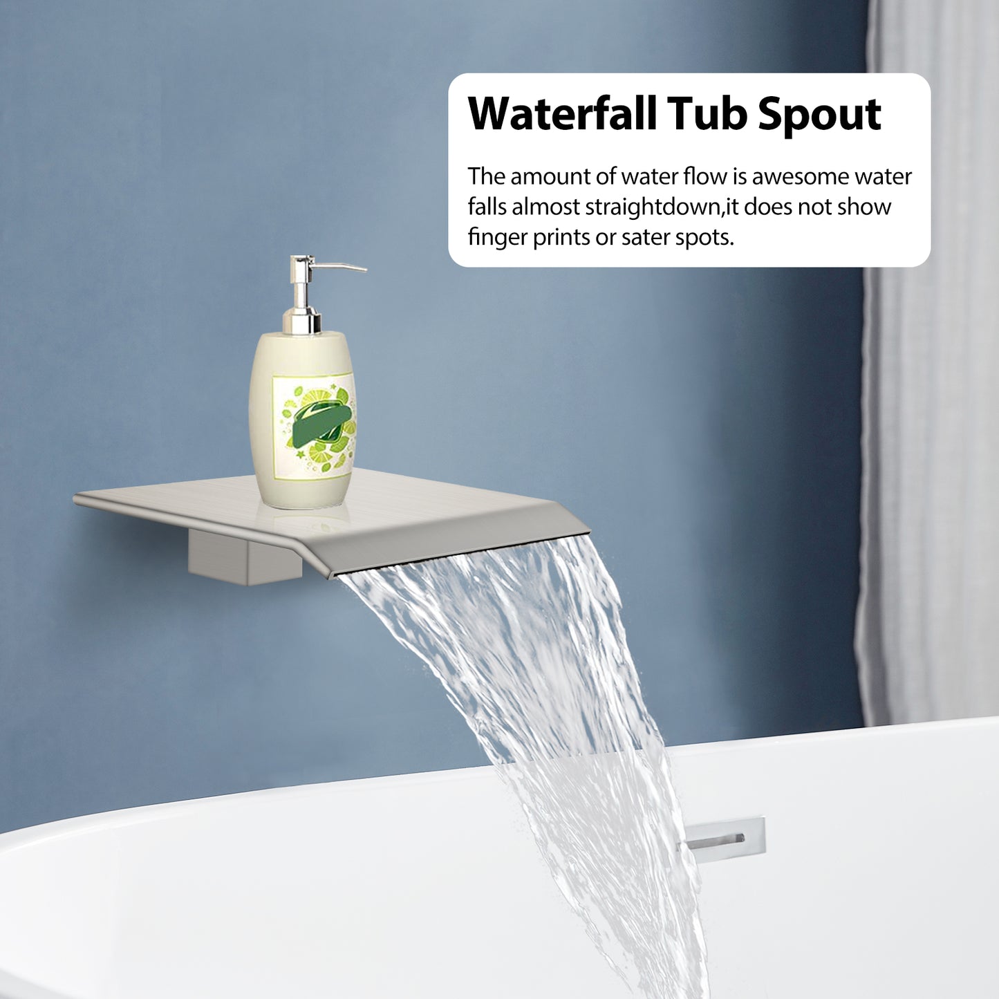 Midanya Rain Shower System Tub Shower Faucet Set 12 Inch Square Rainfall Shower Head with Handheld Sprayer and Waterfall Tub Spout Rough-in Valve Shower Mixer Combo