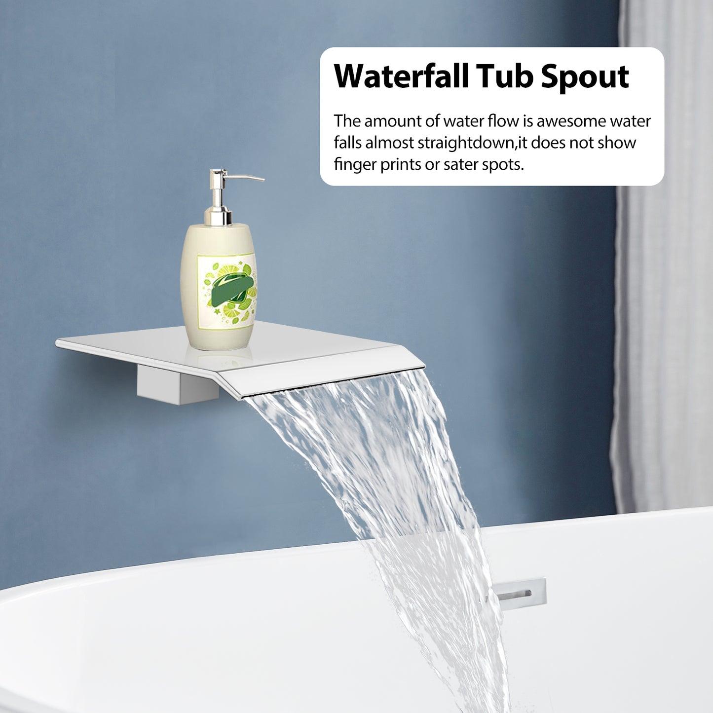 Midanya Rain Shower System Tub Shower Faucet Set 12 Inch Square Rainfall Shower Head with Handheld Sprayer and Waterfall Tub Spout Rough-in Valve Shower Mixer Combo