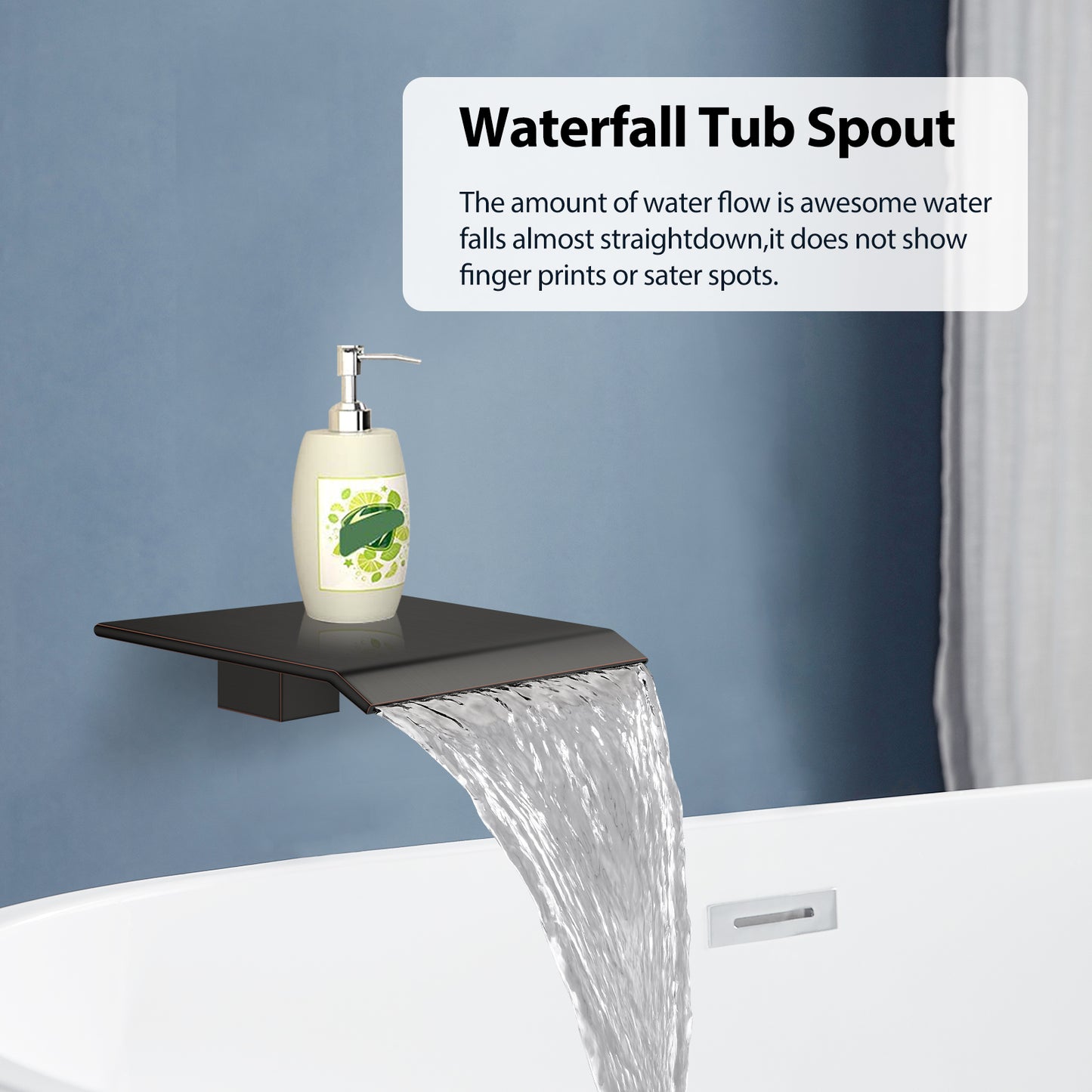 Midanya Rain Shower System Tub Shower Faucet Set 12 Inch Square Rainfall Shower Head with Handheld Sprayer and Waterfall Tub Spout Rough-in Valve Shower Mixer Combo