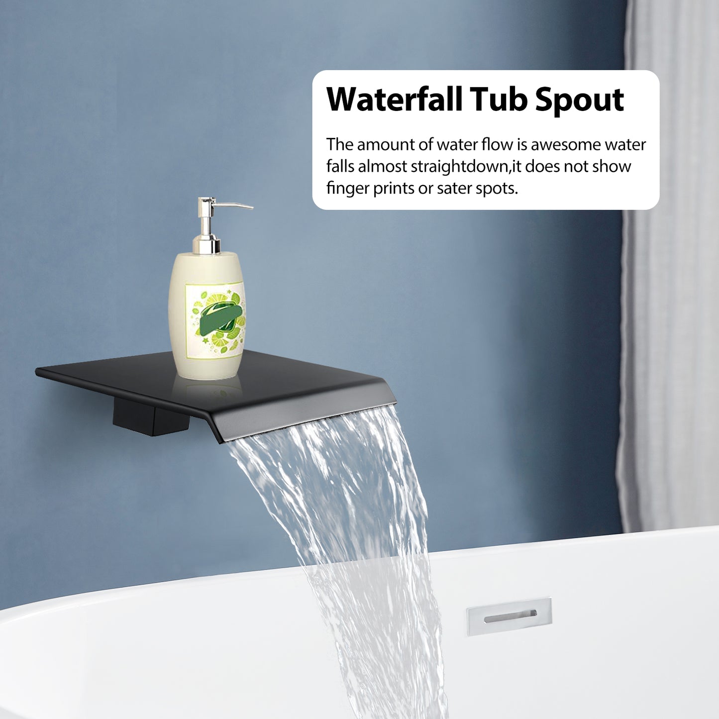 Midanya Rain Shower System Tub Shower Faucet Set 12 Inch Square Rainfall Shower Head with Handheld Sprayer and Waterfall Tub Spout Rough-in Valve Shower Mixer Combo