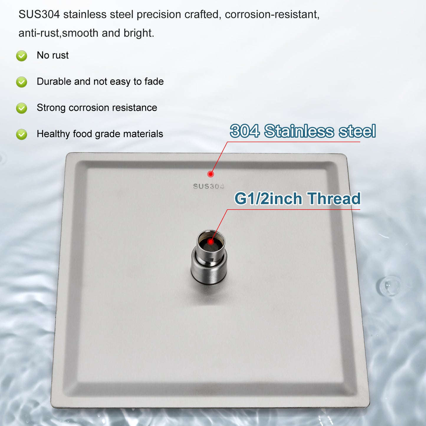 Midanya Rain Shower System 10 Inch Square Rainfall Shower Head Wall Mount Shower Faucet Set with Hand Sprayer Rough-in Valve Trim Kit Bathroom Mixer Shower Combo Set