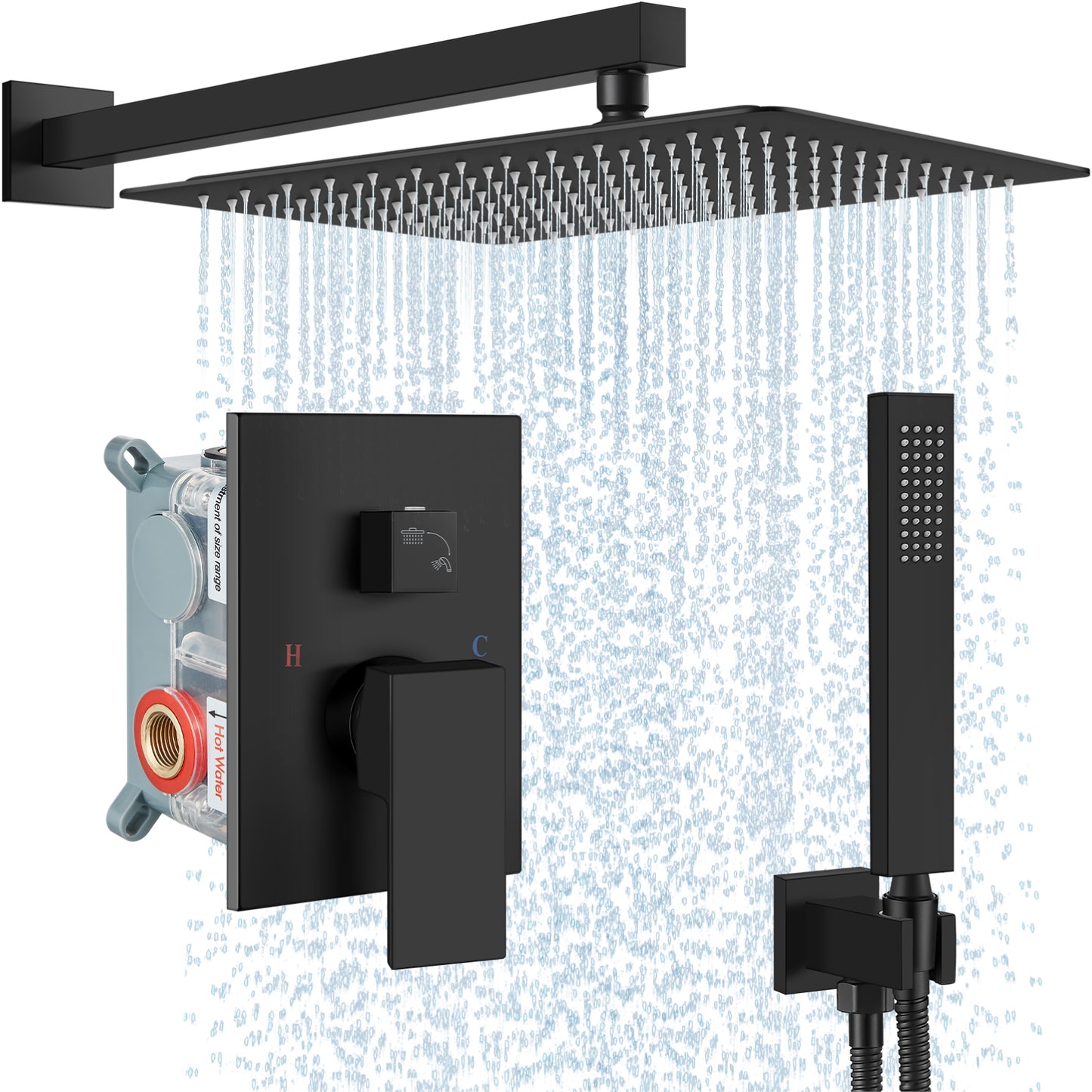 
                  
                    Midanya Rain Shower System Wall Mount Shower Faucet Set 16 Inch Square High Pressure Showerhead with Hand Sprayer Rough-In Valve Body and Trim Included Mixer Shower Combo Set Bathroom
                  
                