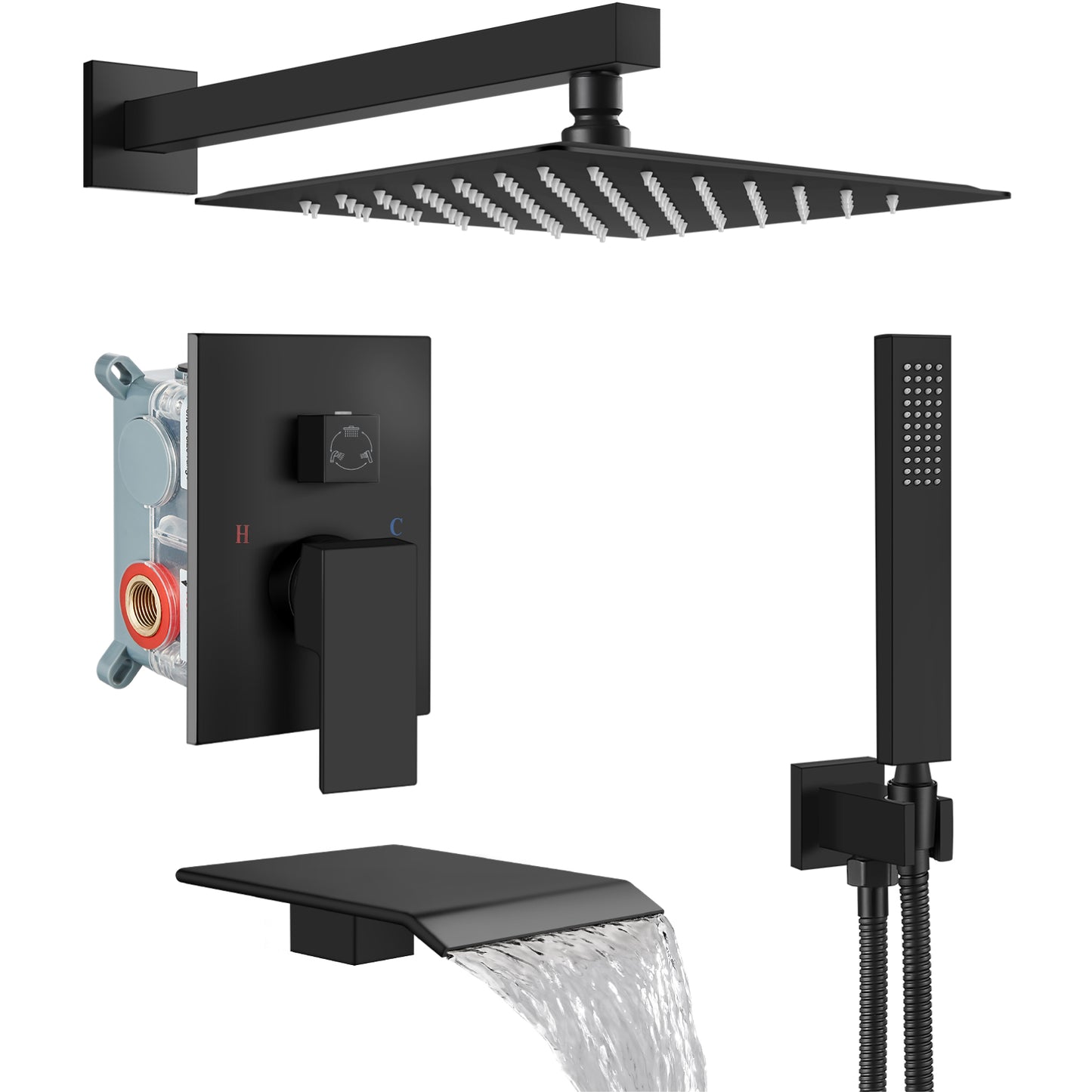 
                  
                    Midanya Rain Shower System with Tub Spout,Tub Shower Faucet Set with 8 inch rainfall Shower Head and Handheld Spray,Wall Mount Tub Shower Combo Rough-in Valve Included
                  
                