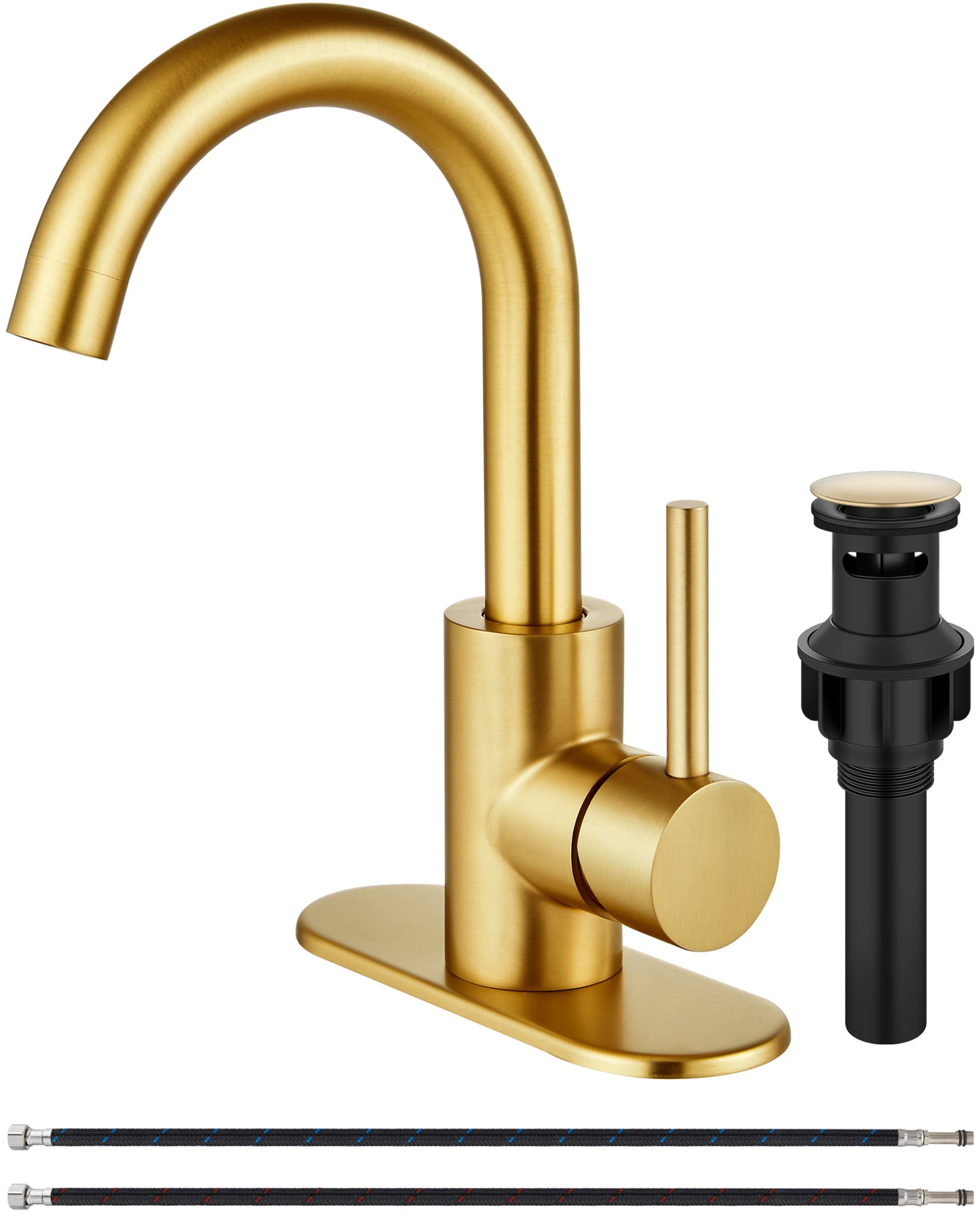 
                  
                    Midanya Single Handle Bathroom Sink Faucet, Wet Bar Pre-Kitchen Farmhouse RV Small Vanity Faucet with 360°Rotation Spout with Deck Plate, Supply Hoses and Drain Stopper
                  
                