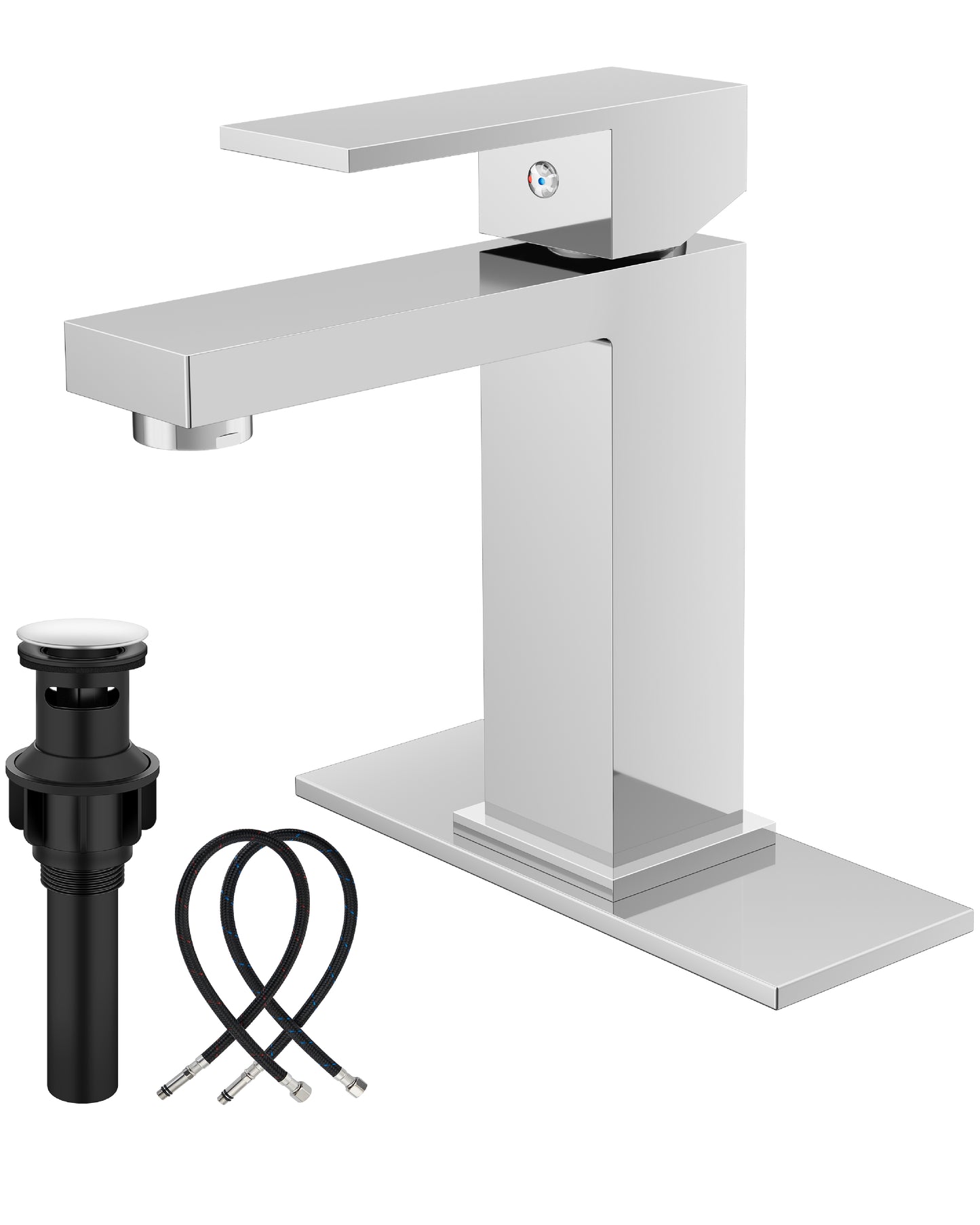 
                  
                    Midanya Bathroom Sink Faucet 1 Hole Single Handle Deck Mount Lavatory Mixer Tap with Cover Plate and Pop-up Drain One Lever Stainless Steel SUS304 Commercial
                  
                
