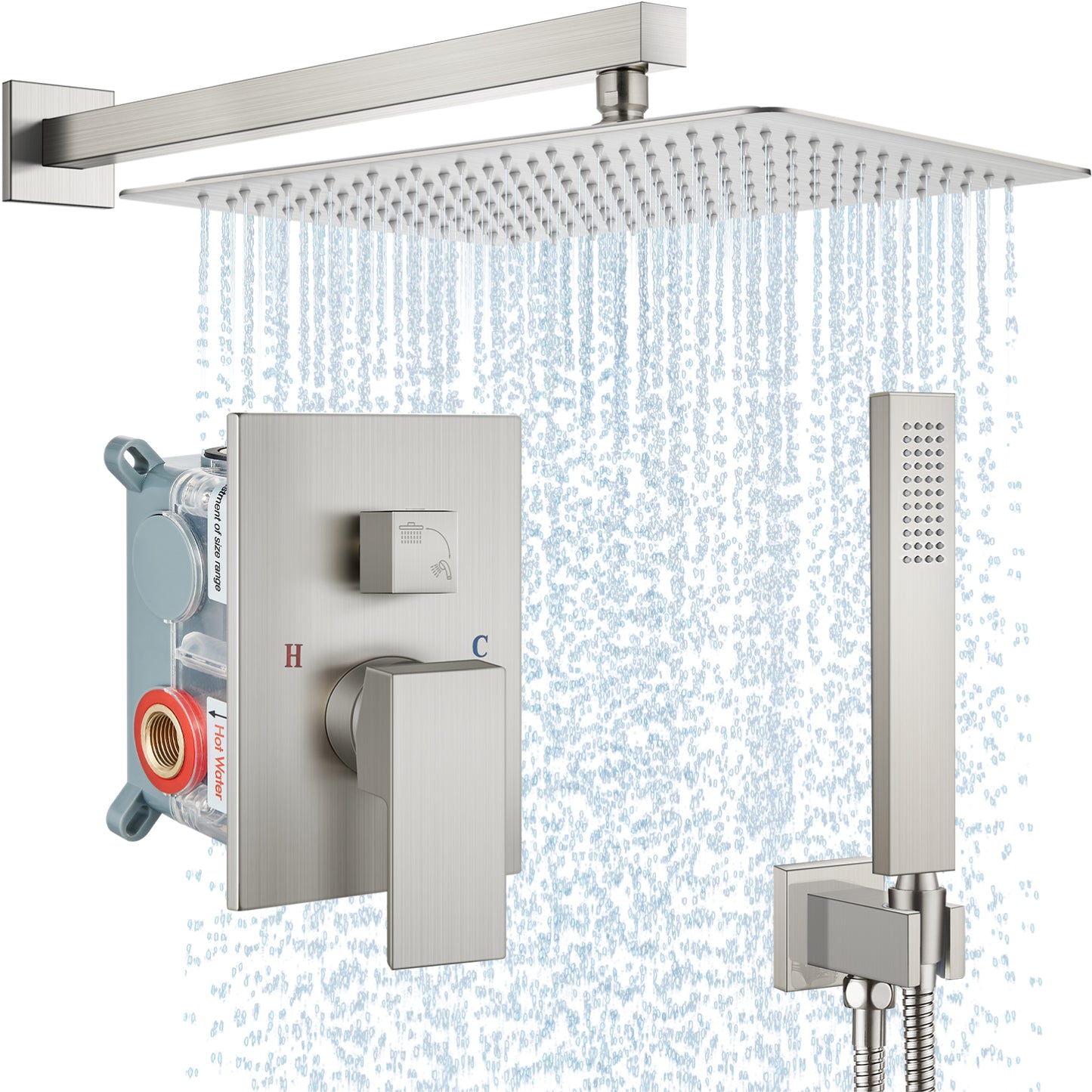 
                  
                    Midanya Rain Shower System Wall Mount Shower Faucet Set 16 Inch Square High Pressure Showerhead with Hand Sprayer Rough-In Valve Body and Trim Included Mixer Shower Combo Set Bathroom
                  
                
