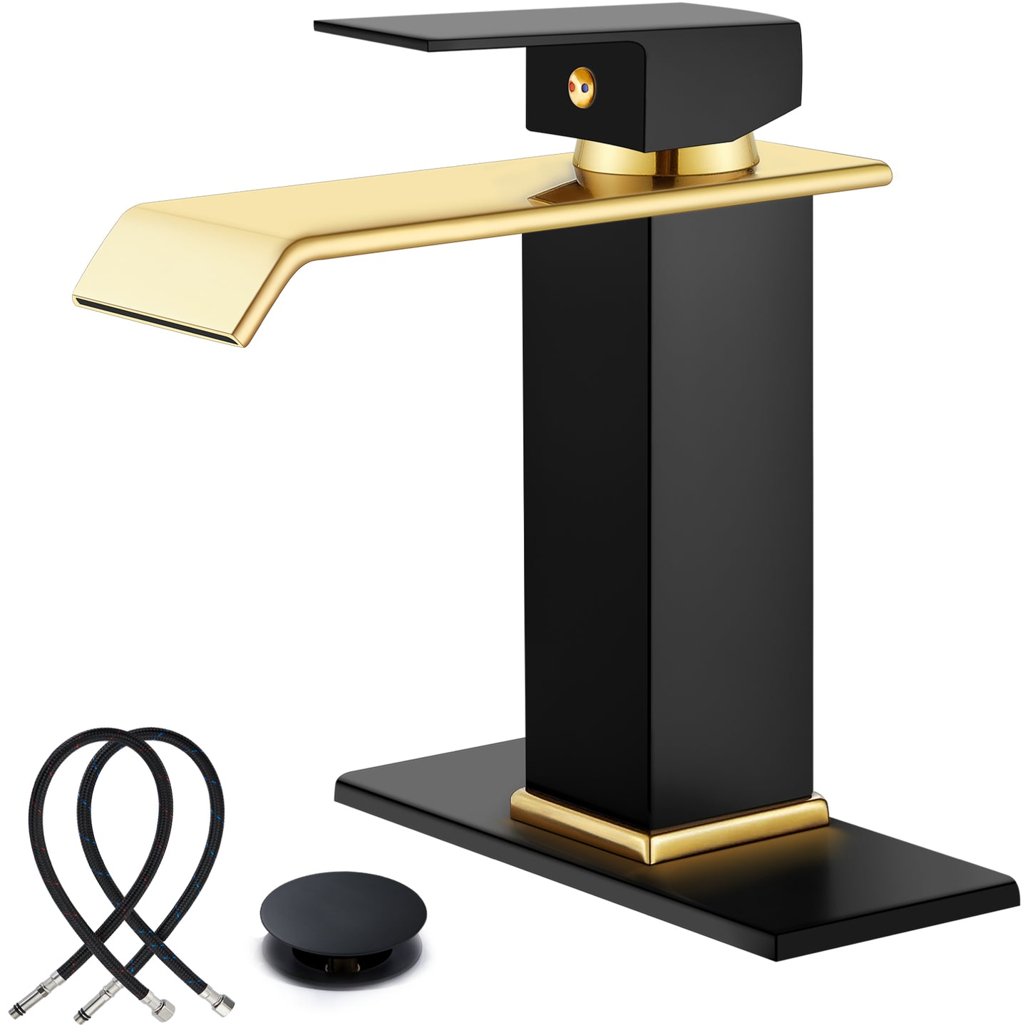 
                  
                    Midanya Waterfall Bathroom Sink Faucet Single Hole 1 Handle Deck Mount 1or 3 Hole Commercial Mixer Tap Lavatory Vanity Faucet with Deck Plate and Pop Up Drain
                  
                