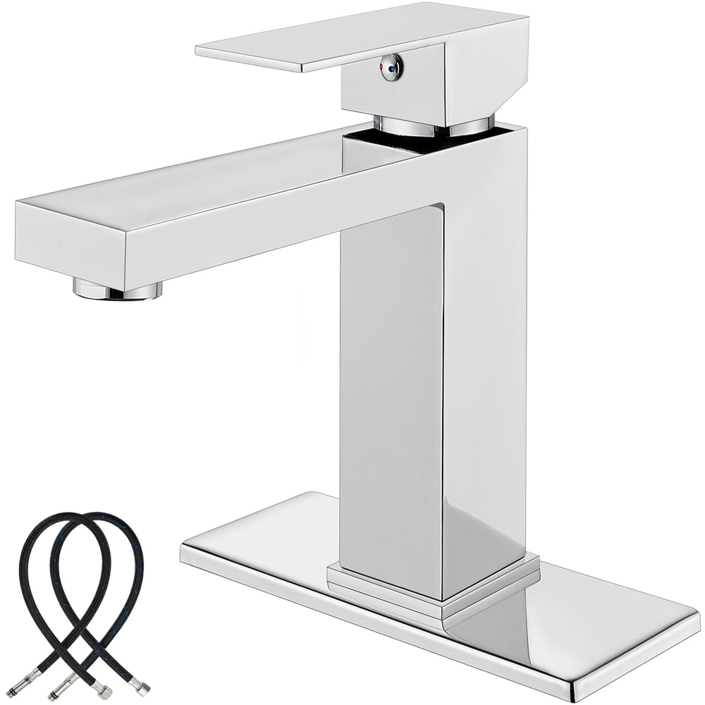 Midanya Bathroom Sink Faucet One Hole Single Handle Deck Mount Lavatory Bathroom Faucet with Water Supply Lines Without Drain