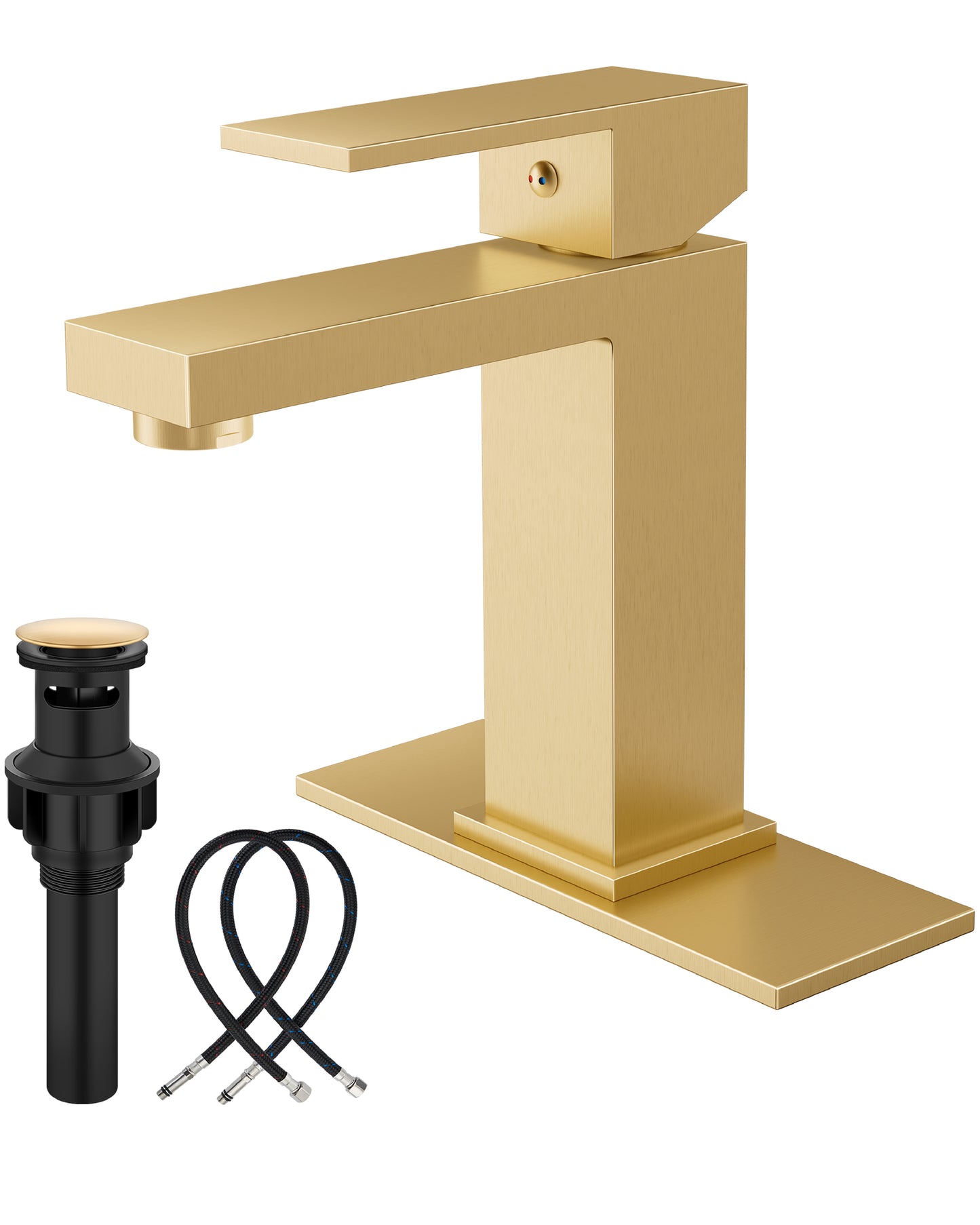 
                  
                    Midanya Bathroom Sink Faucet 1 Hole Single Handle Deck Mount Lavatory Mixer Tap with Cover Plate and Pop-up Drain One Lever Stainless Steel SUS304 Commercial
                  
                