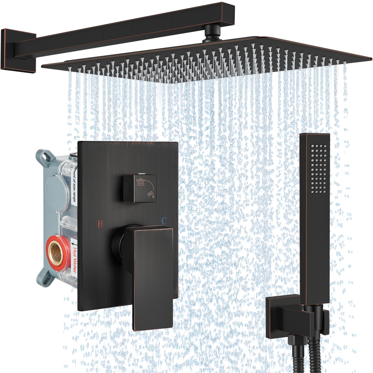 
                  
                    Midanya Rain Shower System Wall Mount Shower Faucet Set 16 Inch Square High Pressure Showerhead with Hand Sprayer Rough-In Valve Body and Trim Included Mixer Shower Combo Set Bathroom
                  
                