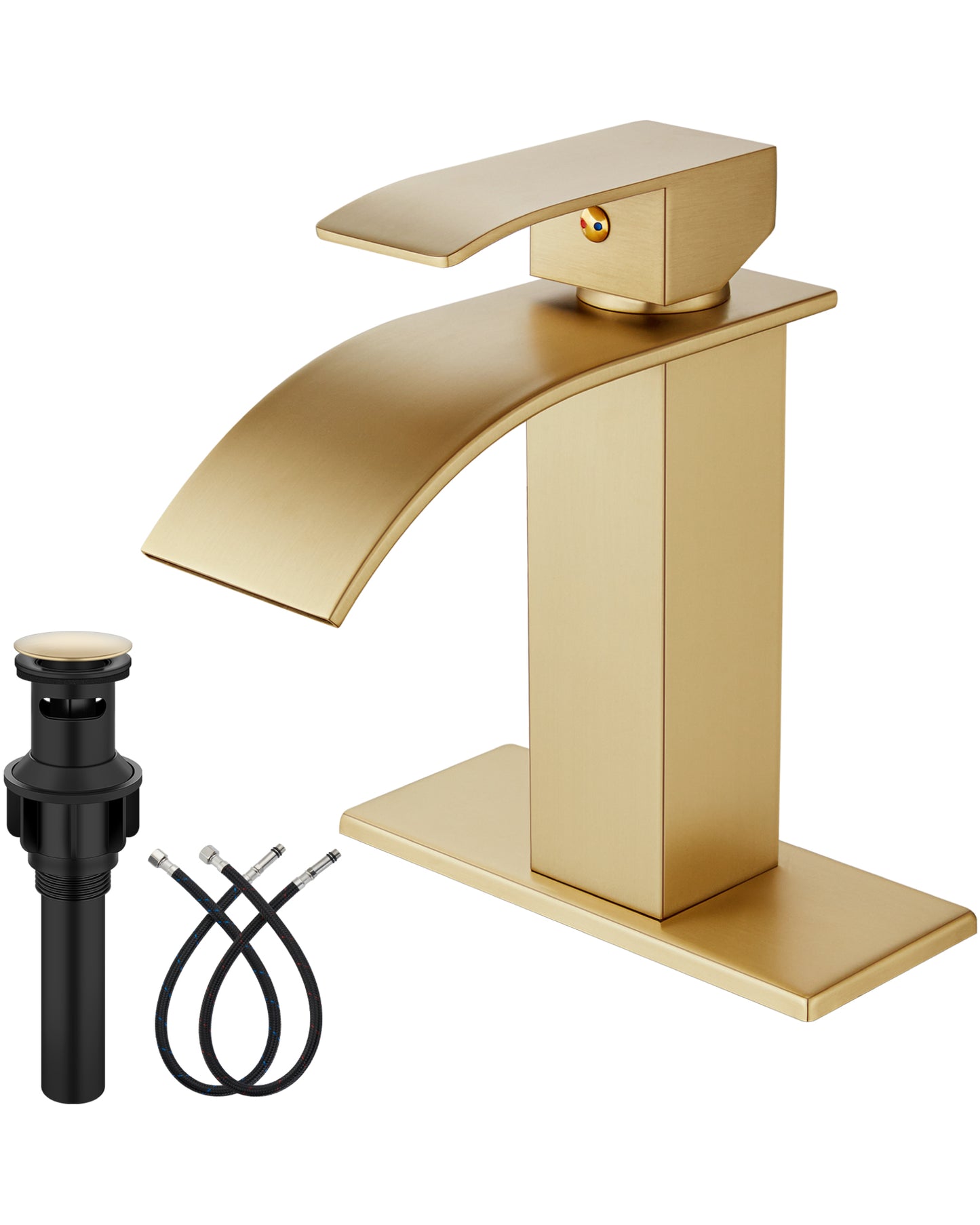 
                  
                    Midanya Bathroom Sink Faucet Waterfall Spout Single Handle 1 Hole Deck Mount Mixer Tap Lavatory Vanity Sink Faucet Commercial with Deck Plate and Pop Up Drain
                  
                