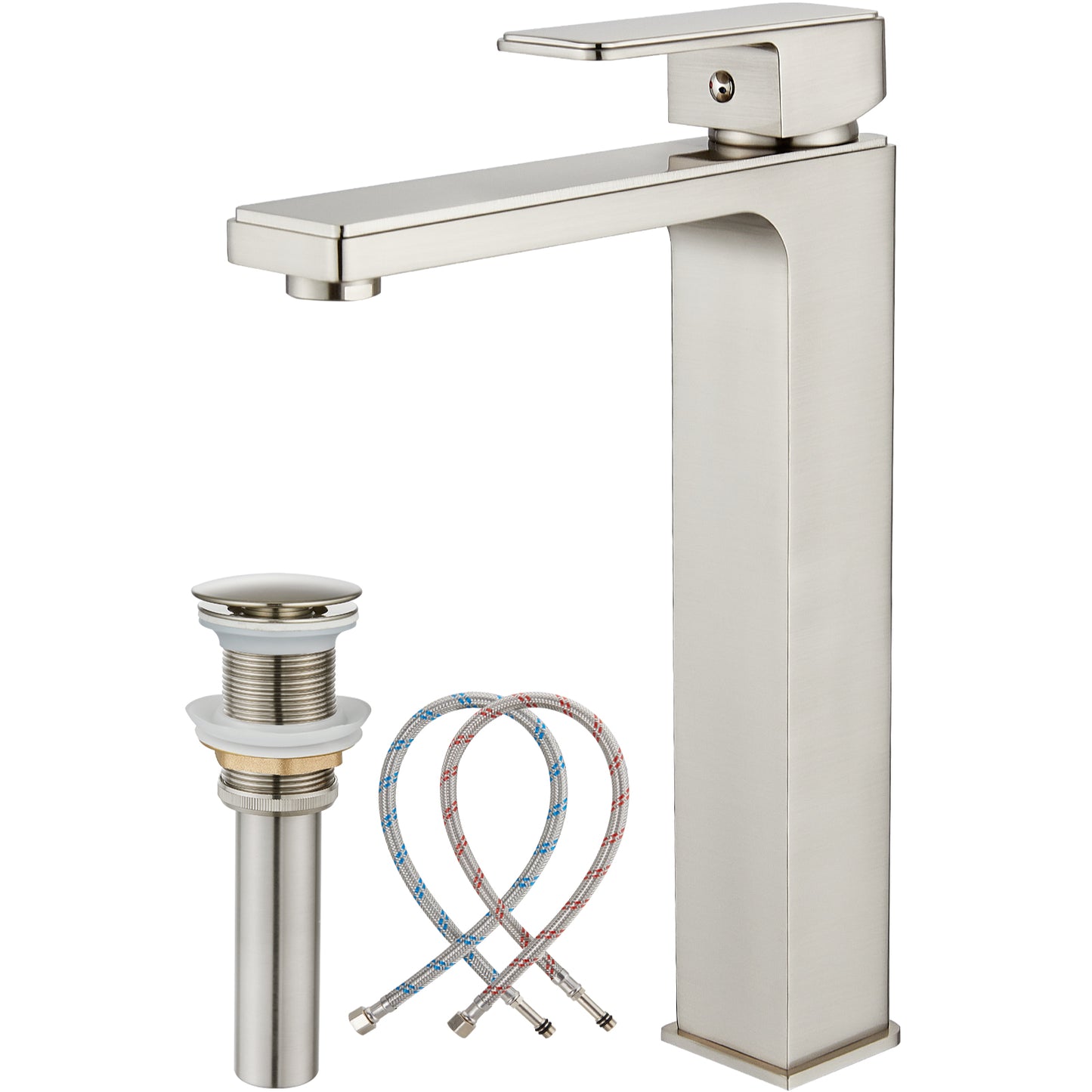 
                  
                    Bathroom Vessel Bowl Sink Faucet Tall Body Single Handle Lavatory Vanity Mixer Bar Tap with Pop Up Drain Tall Spout Single Hole Deck Mount Brass
                  
                