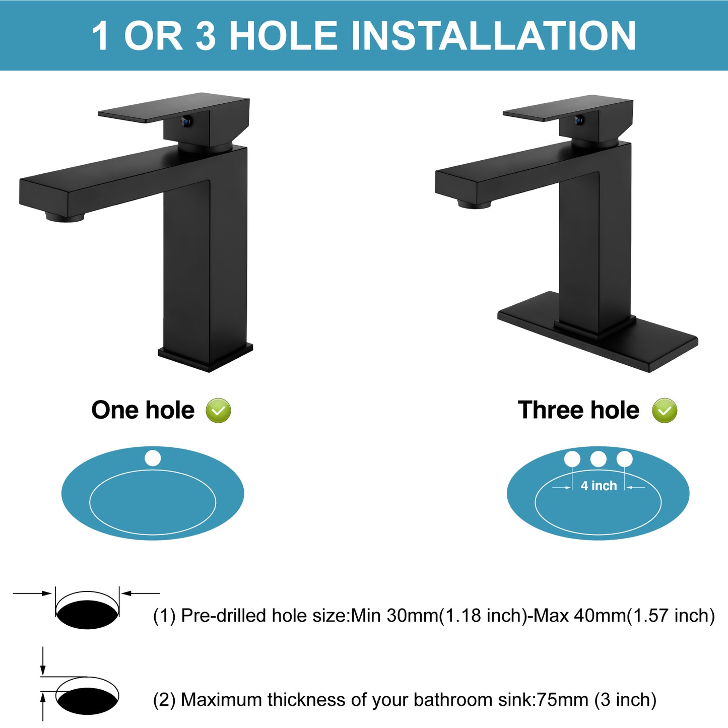 
                  
                    Midanya Bathroom Faucet 1 Hole, Single Handle Bathroom Sink Faucet with Water Supply Lines for Basin, RV, Lavatory Sink,Without Drain,Short Body
                  
                