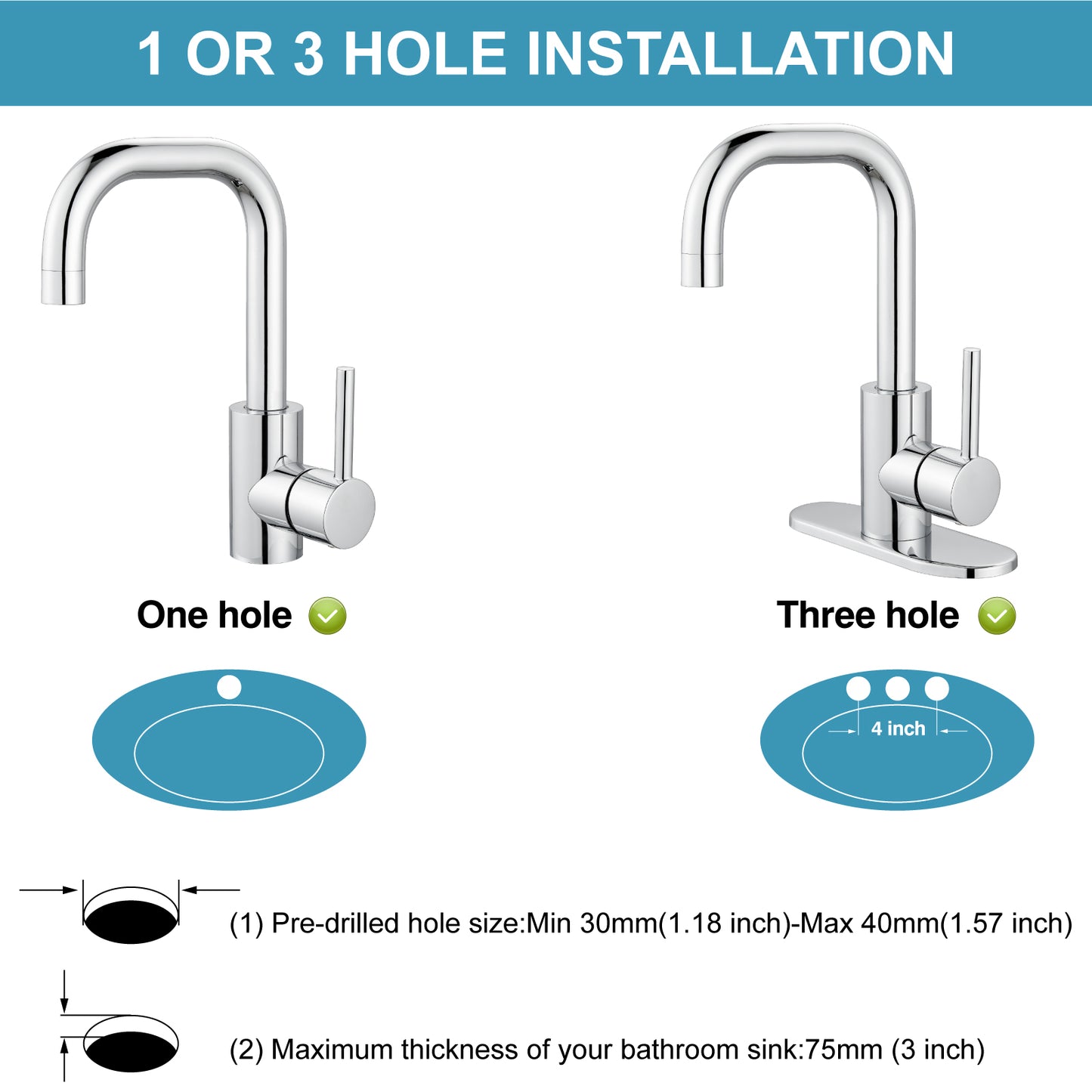 
                  
                    Midanya Bathroom Sink Faucet Single Handle, RV Small Vanity Faucet Wet Bar Pre-Kitchen Farmhouse with 360°Rotation Spout and Deck Plate, Supply Hoses and Pop-up Drain
                  
                