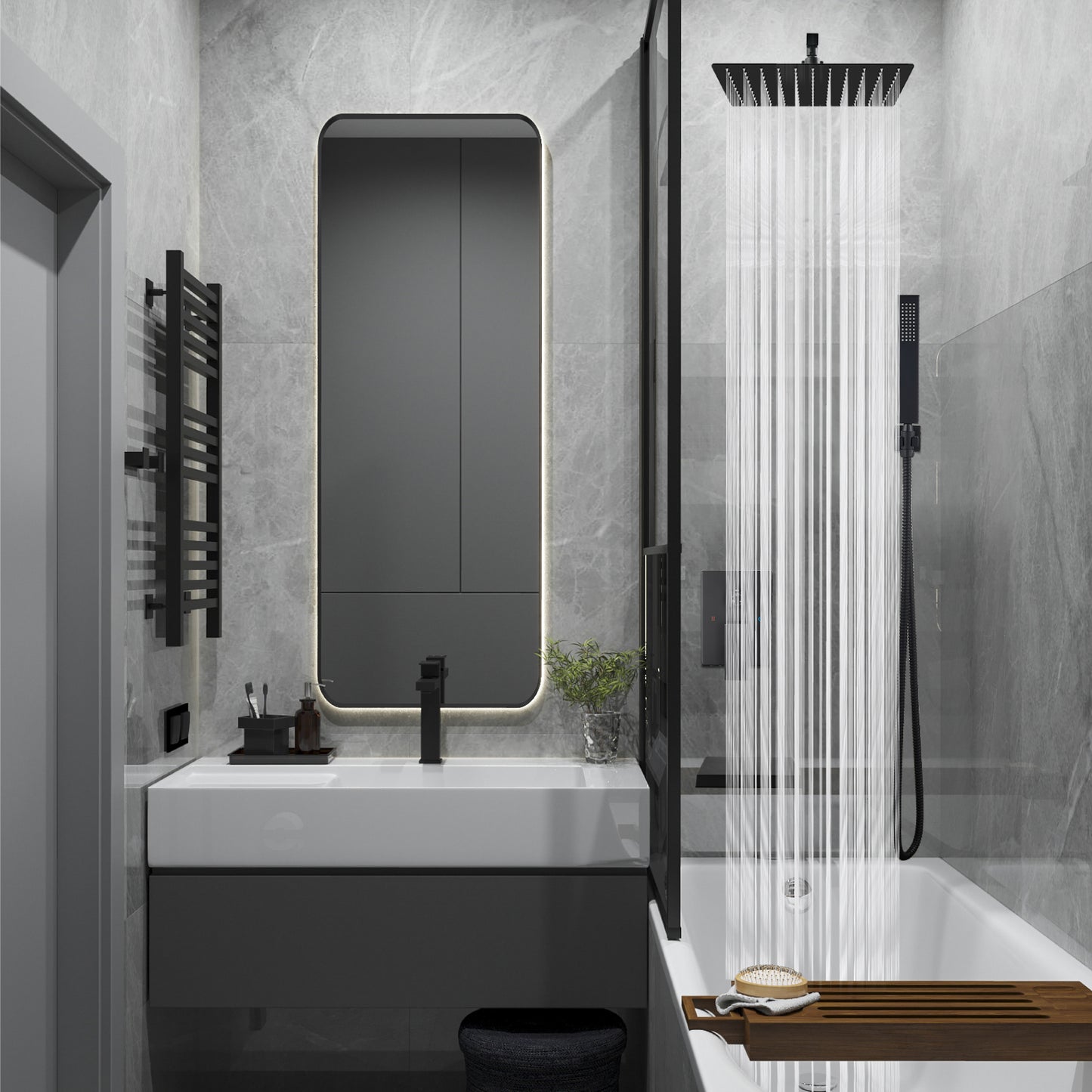 
                  
                    Midanya Rain Shower System with Tub Spout,Tub Shower Faucet Set with 10 inch rainfall Shower Head and Handheld Spray,Wall Mount Tub Shower Combo Rough-in Valve Included
                  
                