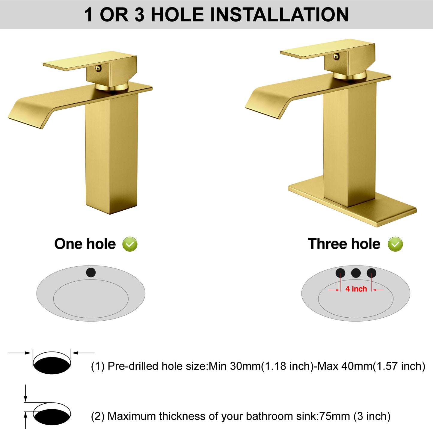 
                  
                    Midanya Waterfall Bathroom Sink Faucet Single Hole 1 Handle Deck Mount 1or 3 Hole Commercial Mixer Tap Lavatory Vanity Faucet with Deck Plate and Pop Up Drain
                  
                