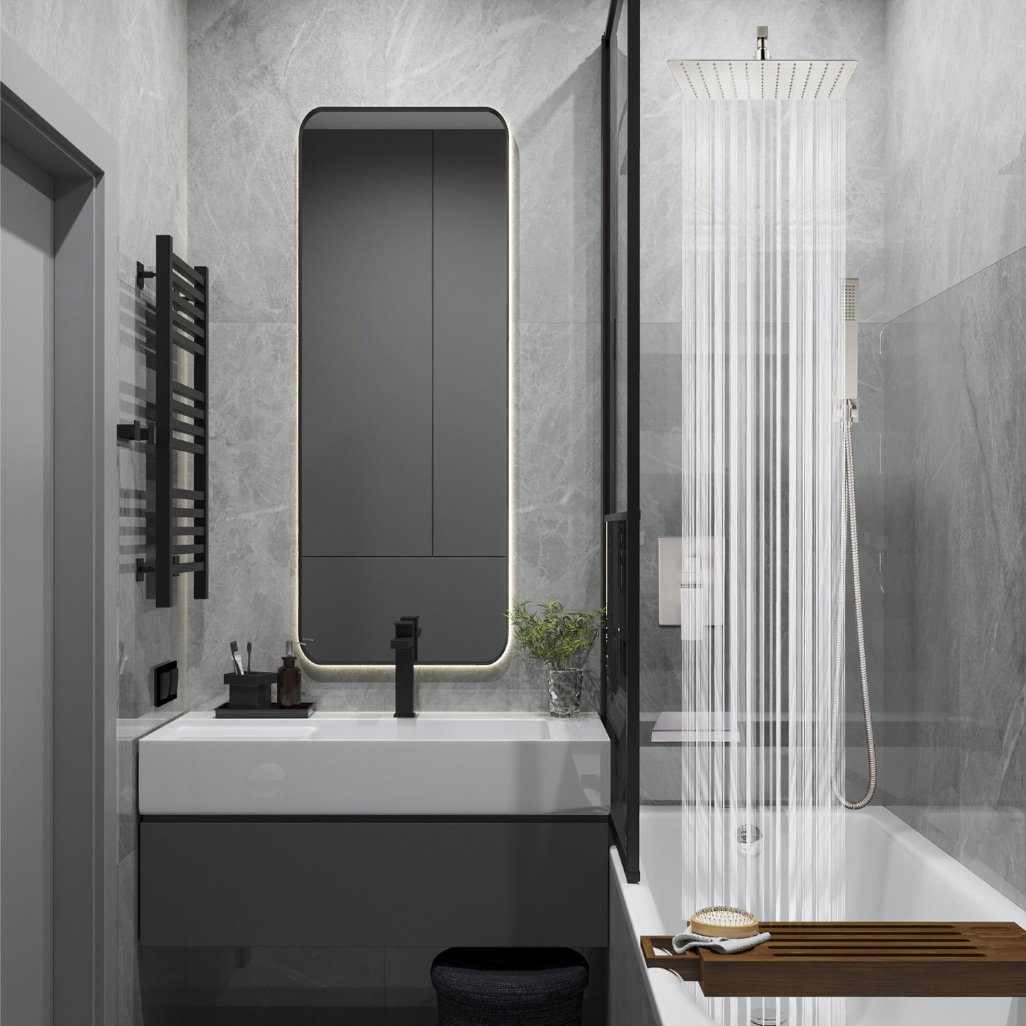 
                  
                    Midanya Rain Shower System with Tub Spout,Tub Shower Faucet Set with 10 inch rainfall Shower Head and Handheld Spray,Wall Mount Tub Shower Combo Rough-in Valve Included
                  
                