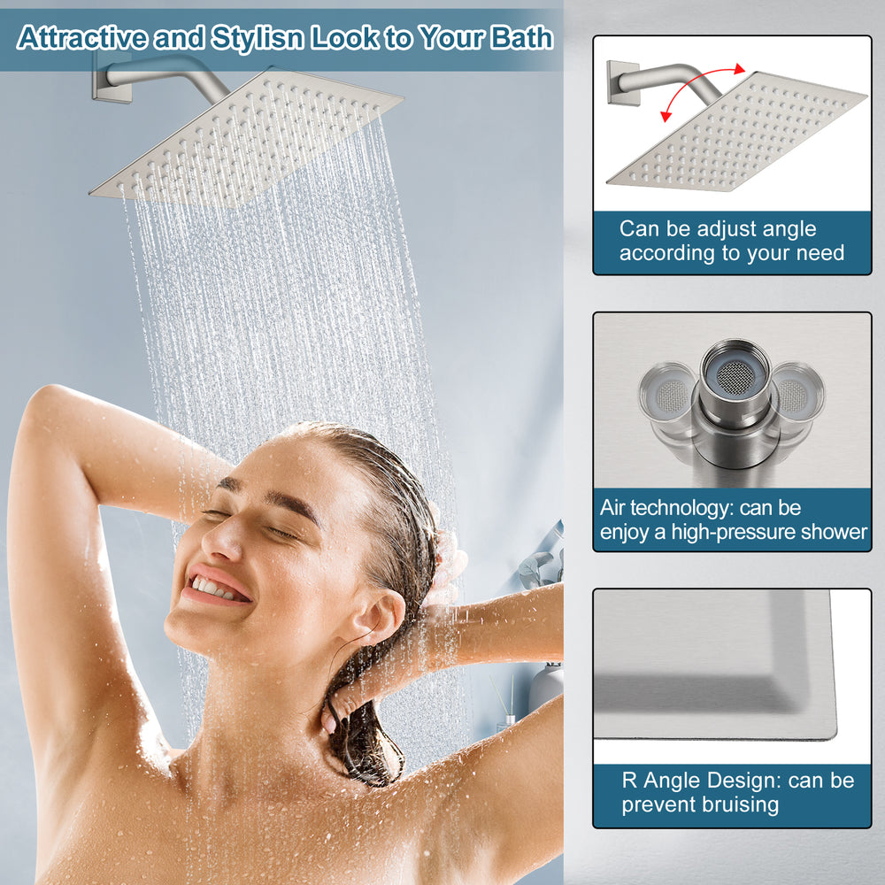 
                  
                    Midanya 3 Handle Tub Shower Faucet with Tub Spout, 8-inch Rainfall Shower Head Combo and Rough-in Valve Wall Mount Bathroom Trim Kit Rainfall Shower System Bathtub Rain Shower Faucet Set
                  
                