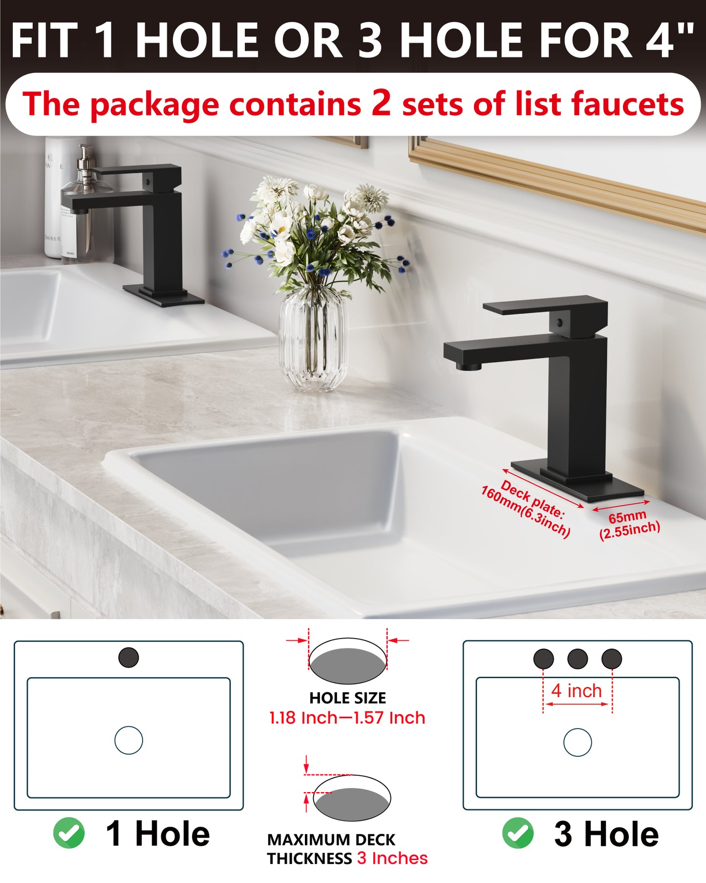 
                  
                    Midanya Bathroom Sink Faucet 1 Hole Single Handle Deck Mount Lavatory Mixer Tap with Cover Plate and Pop-up Drain One Lever Stainless Steel SUS304 Commercial
                  
                