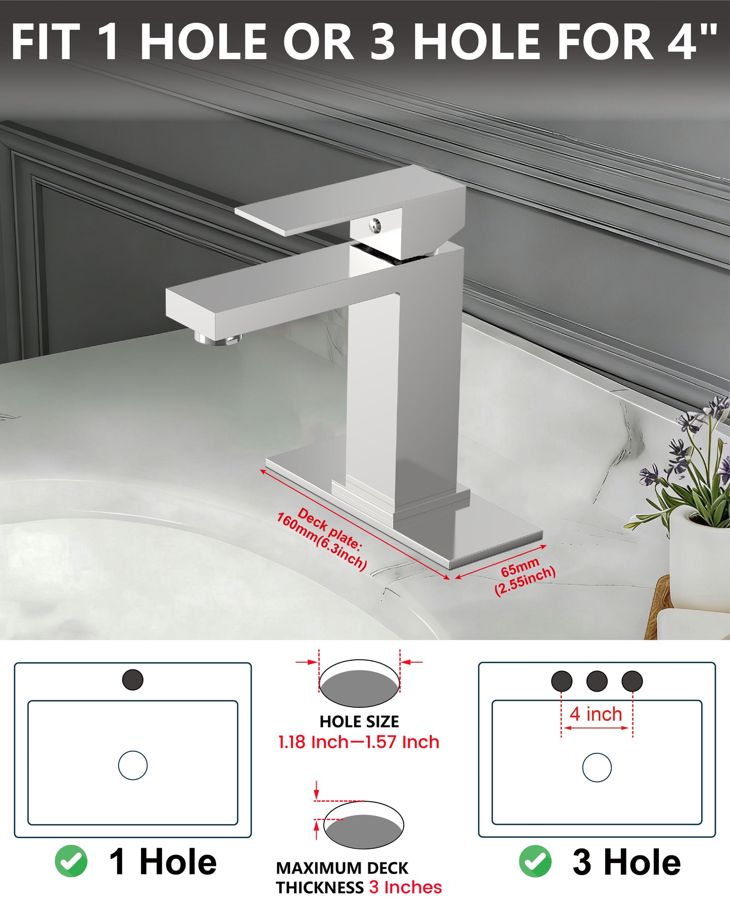 
                  
                    Midanya Bathroom Sink Faucet 1 Hole Single Handle Deck Mount Lavatory Mixer Tap with Cover Plate and Pop-up Drain One Lever Stainless Steel SUS304 Commercial
                  
                