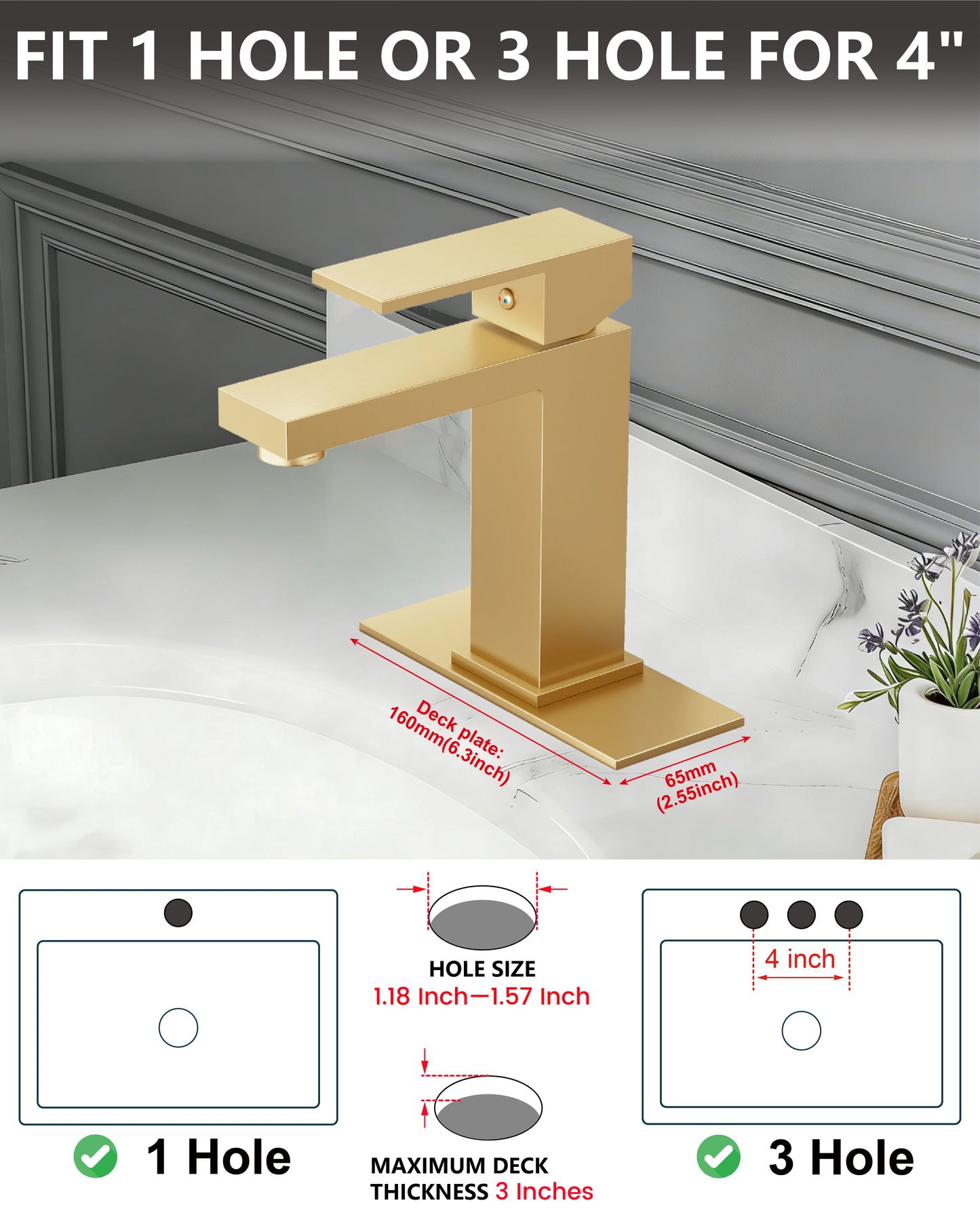 
                  
                    Midanya Bathroom Sink Faucet 1 Hole Single Handle Deck Mount Lavatory Mixer Tap with Cover Plate and Pop-up Drain One Lever Stainless Steel SUS304 Commercial
                  
                