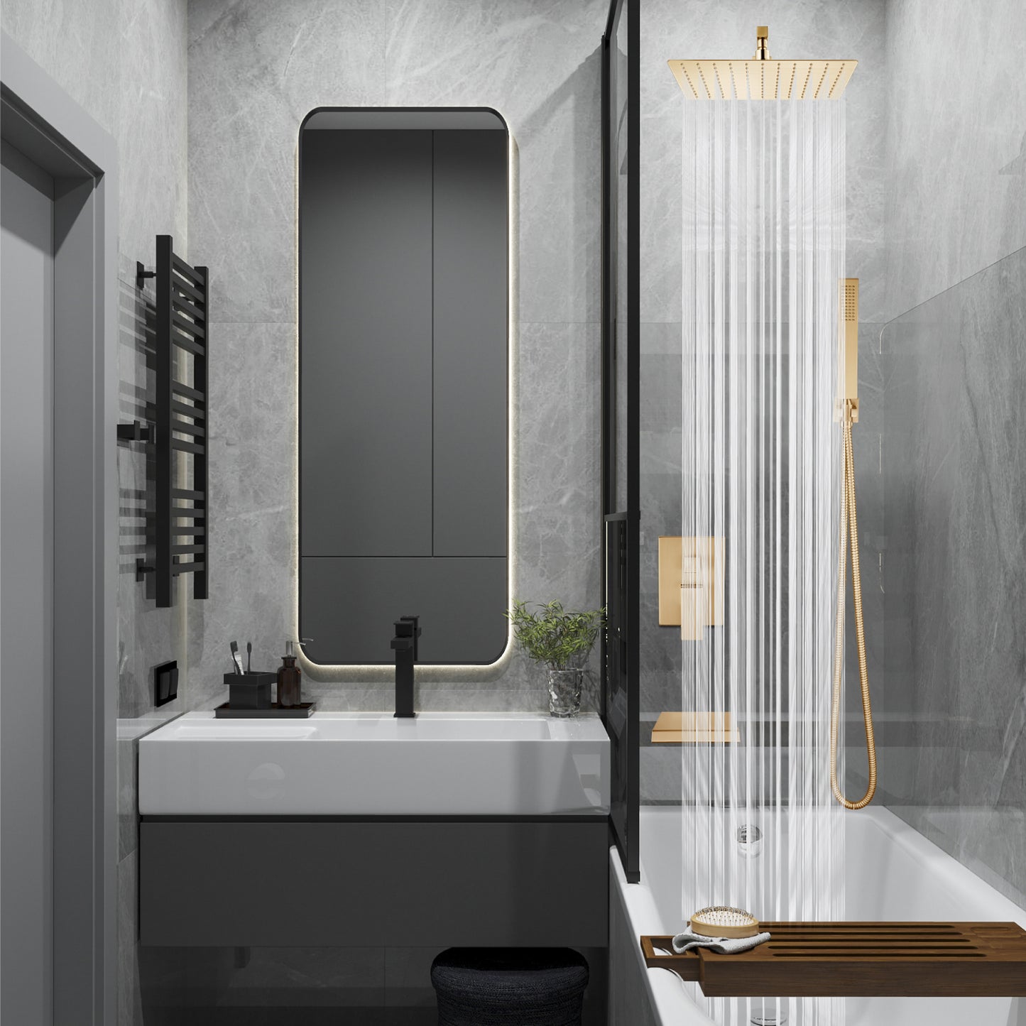 
                  
                    Midanya Rain Shower System with Tub Spout,Tub Shower Faucet Set with 10 inch rainfall Shower Head and Handheld Spray,Wall Mount Tub Shower Combo Rough-in Valve Included
                  
                