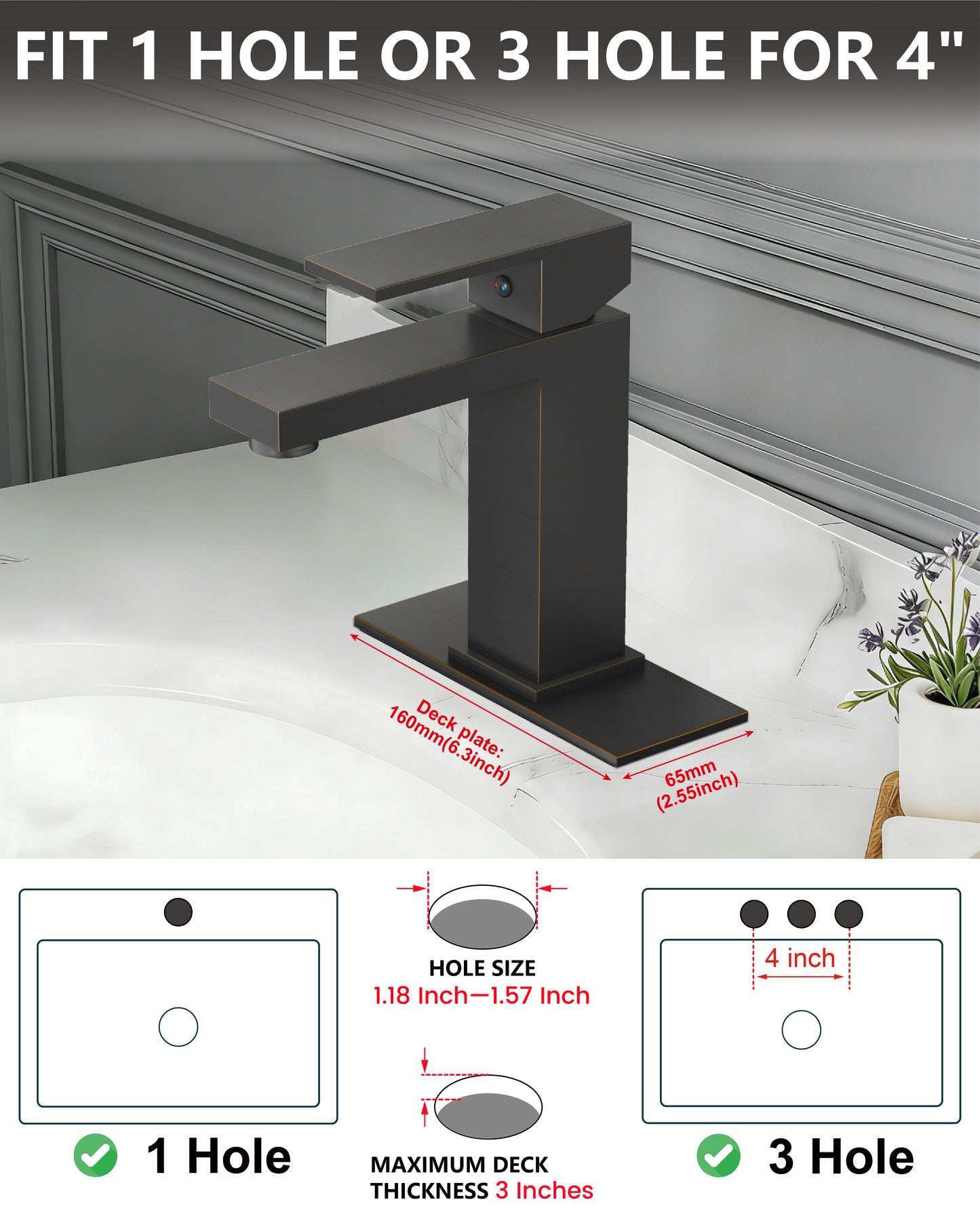 
                  
                    Midanya Bathroom Sink Faucet 1 Hole Single Handle Deck Mount Lavatory Mixer Tap with Cover Plate and Pop-up Drain One Lever Stainless Steel SUS304 Commercial
                  
                