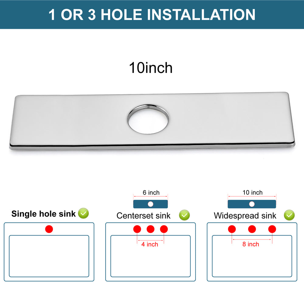 
                  
                    Midanya 10 Inch Sink Hole Cover Deck Plate,Vessel Vanity Sink Faucet Cover Plate,Bathroom Kitchen Lavatory Sink Faucet Deck Plate, Faucet Cover Cap, 1 or 3 Hole Cover Rectangle
                  
                
