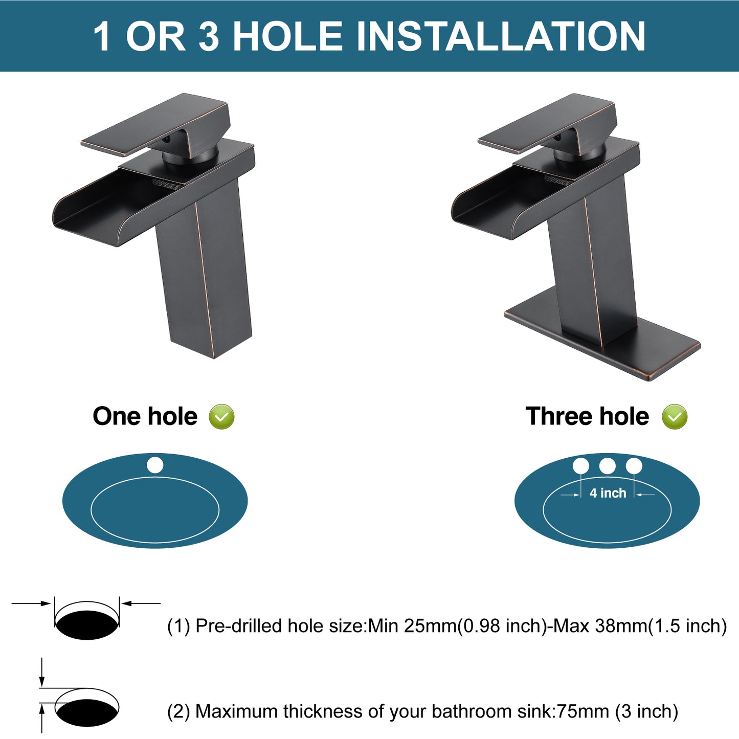 
                  
                    Midanya Waterfall Bathroom Faucet 1 Hole Single Handle Sink Vanity 4 inch Faucet Wide Mouth Spout with Deck Mount Plate & Water Supply Lines Hose Lavatory Modern Commercial Mixer Tap
                  
                