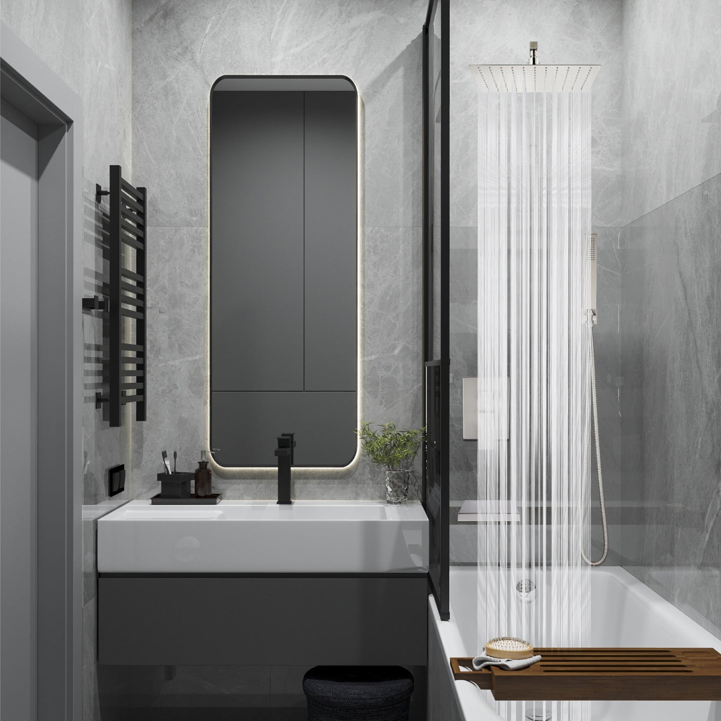 
                  
                    Midanya Rain Shower System with Tub Spout,Tub Shower Faucet Set with 8 inch rainfall Shower Head and Handheld Spray,Wall Mount Tub Shower Combo Rough-in Valve Included
                  
                