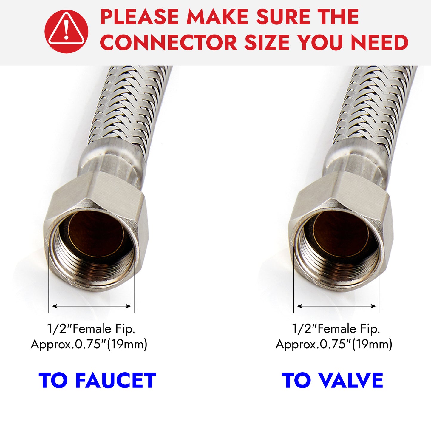 
                  
                    Midanya Faucet Supply Lines,Stainless Steel Braided Water Supply Line, 1/2" FIP x 1/2" FIP Faucet Hose, Faucet Hose Connector x 2 Pcs (1 Pair)
                  
                