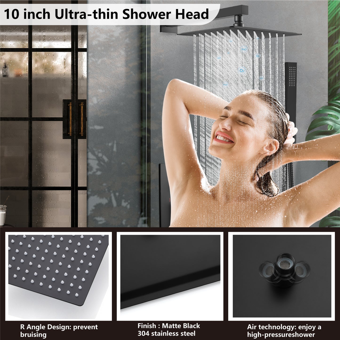 
                  
                    Midanya Rain Shower System with Tub Spout,Tub Shower Faucet Set with 10 inch rainfall Shower Head and Handheld Spray,Wall Mount Tub Shower Combo Rough-in Valve Included
                  
                