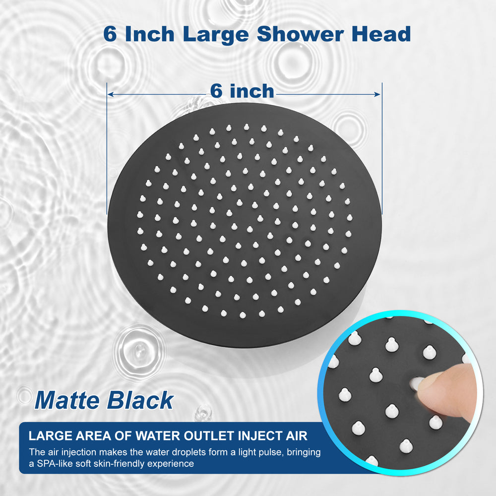 Midanya Round Rainfall Shower Head,6 Inch Stainless Steel High Pressure High Flow Stainless Steel Rainfall Shower Head,Ultra Thin Design High Pressure