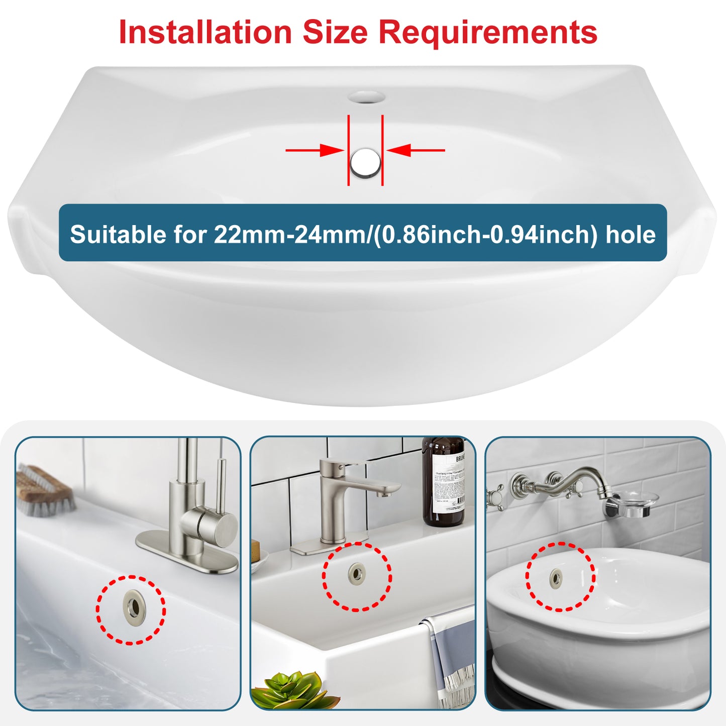 
                  
                    Midanya Brass Insert in Hole Round Caps, 2 Pcs Sink Basin Trim Overflow Cover, Bathroom Kitchen Vanity Vessel Sink Overflow Ring
                  
                