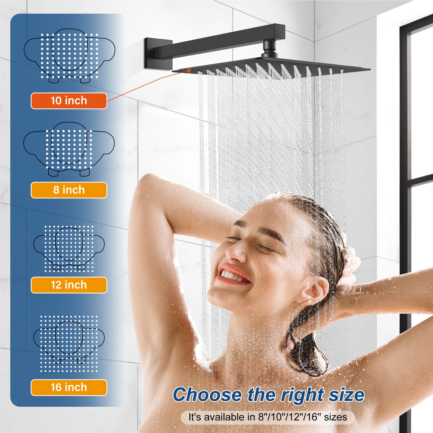 
                  
                    Midanya Rain Shower System Tub Shower Faucet Set Square Rainfall Head with Handheld Sprayer and Waterfall Tub Spout Combo,Wall Mount 10 Inch, Matte Black
                  
                