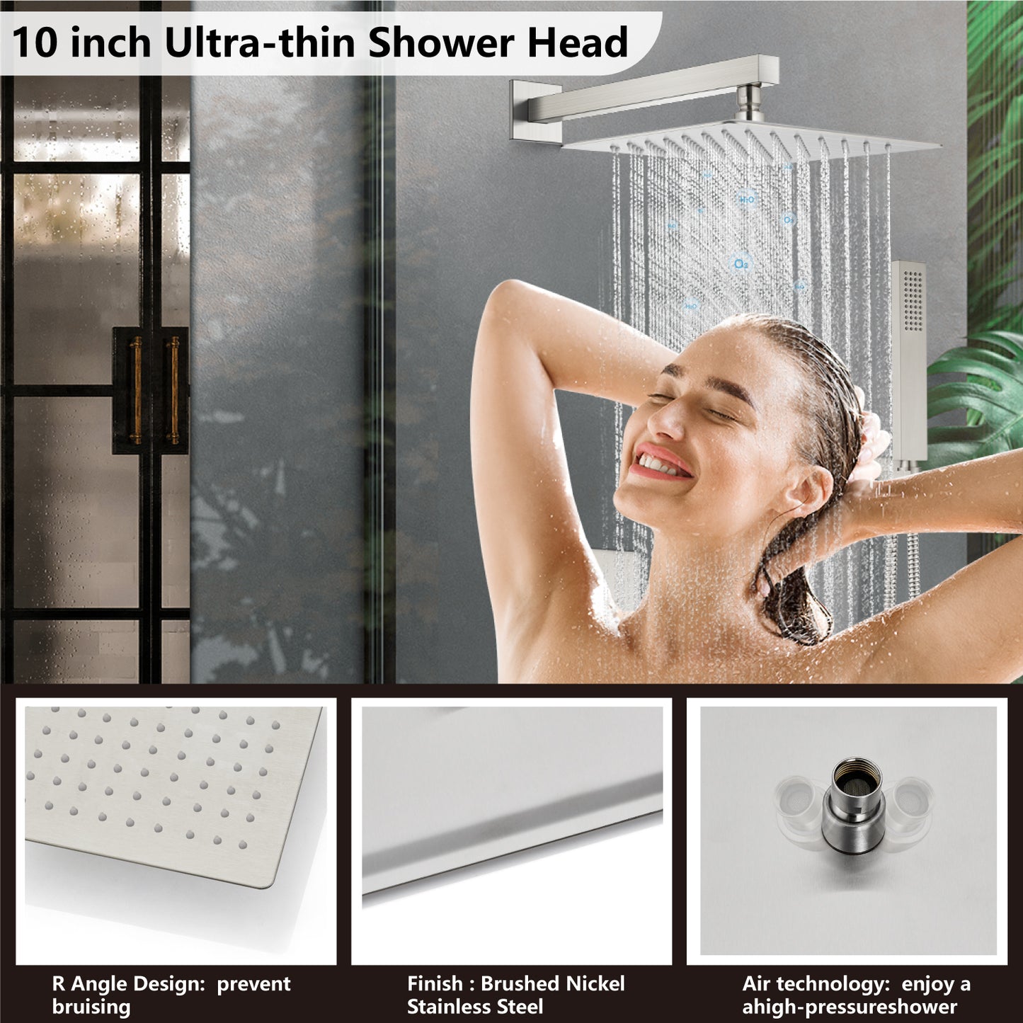 
                  
                    Midanya Rain Shower System with Tub Spout,Tub Shower Faucet Set with 10 inch rainfall Shower Head and Handheld Spray,Wall Mount Tub Shower Combo Rough-in Valve Included
                  
                