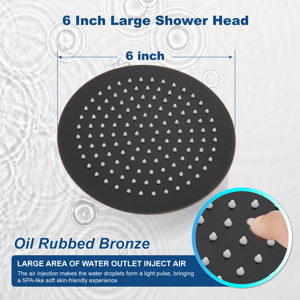 Midanya Round Rainfall Shower Head,6 Inch Stainless Steel High Pressure High Flow Stainless Steel Rainfall Shower Head,Ultra Thin Design High Pressure