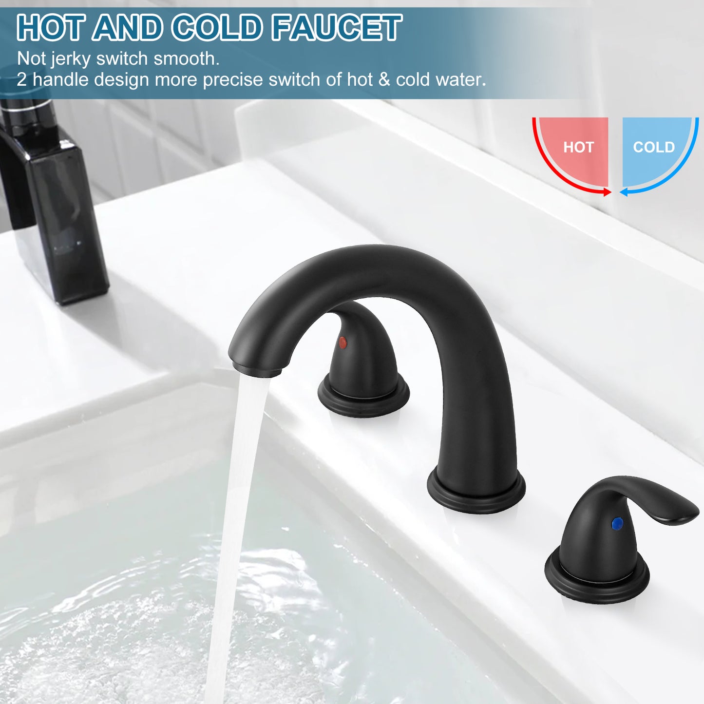 
                  
                    Midanya Bathroom Sink Faucet Widespread 2 Handle 3 Hole Bathroom Faucet Double Handle Faucet with Pop Up Drain and Water Supply Lines Low Arc Mixing Tap
                  
                