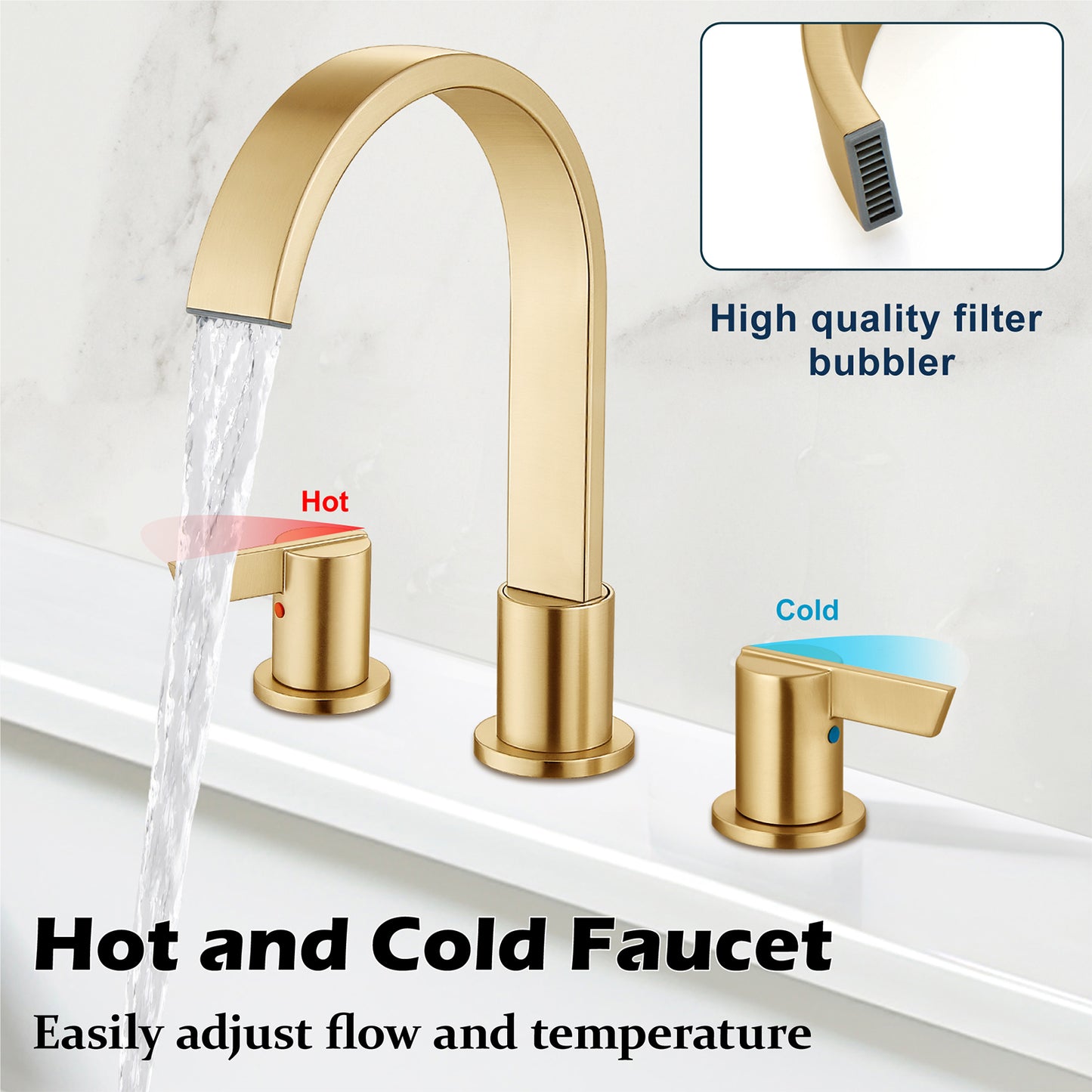 
                  
                    Midanya 8 inch Widespread Bathroom Sink Faucet,Modern Waterfall 3 Hole 2 Handles Bathroom Faucet 8" Vanity Faucets with Pop Up Drain and Water Supply Lines
                  
                