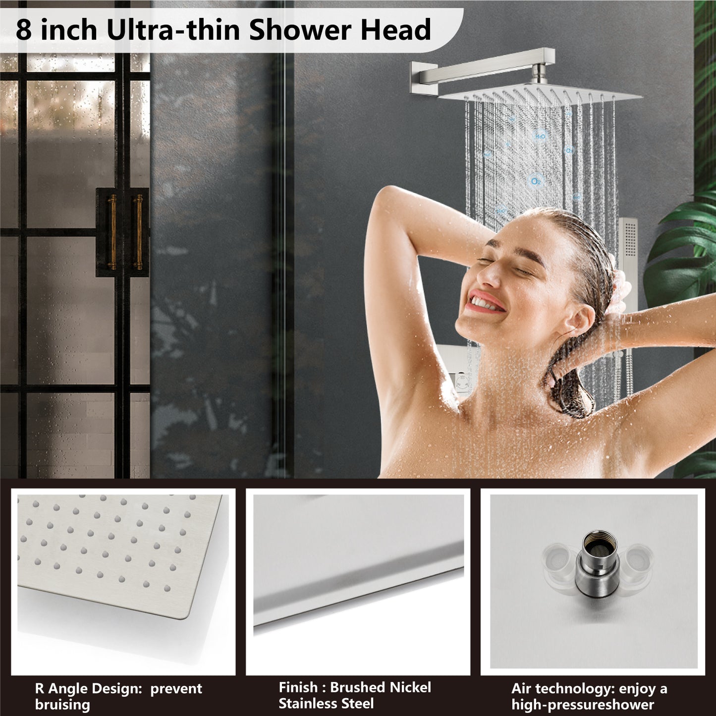 
                  
                    Midanya Rain Shower System with Tub Spout,Tub Shower Faucet Set with 8 inch rainfall Shower Head and Handheld Spray,Wall Mount Tub Shower Combo Rough-in Valve Included
                  
                
