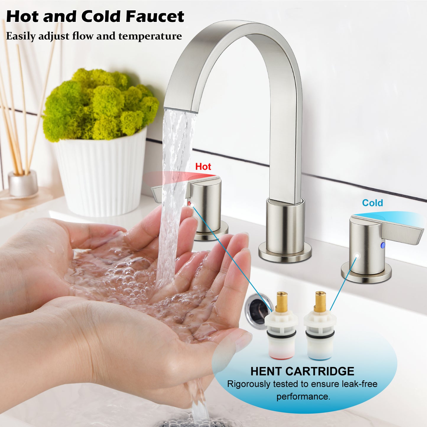
                  
                    Midanya 8 inch Widespread Bathroom Sink Faucet,Modern Waterfall 3 Hole 2 Handles Bathroom Faucet 8" Vanity Faucets with Pop Up Drain and Water Supply Lines
                  
                