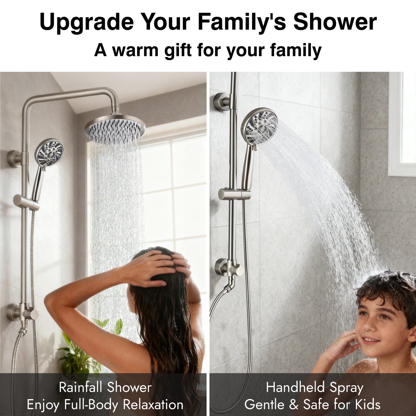 
                  
                    Midanya Retrofit Rain Shower System Wall Mount 8 Inch Rainfall Shower Head with 5-setting Handheld Spray Combo with Slide Bar
                  
                
