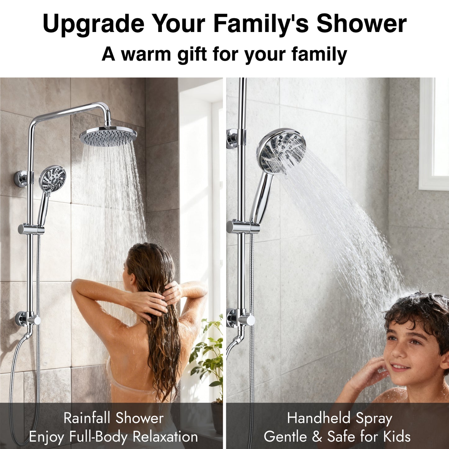 
                  
                    Midanya Retrofit Rain Shower System Wall Mount 8 Inch Rainfall Shower Head with 5-setting Handheld Spray Combo with Slide Bar
                  
                