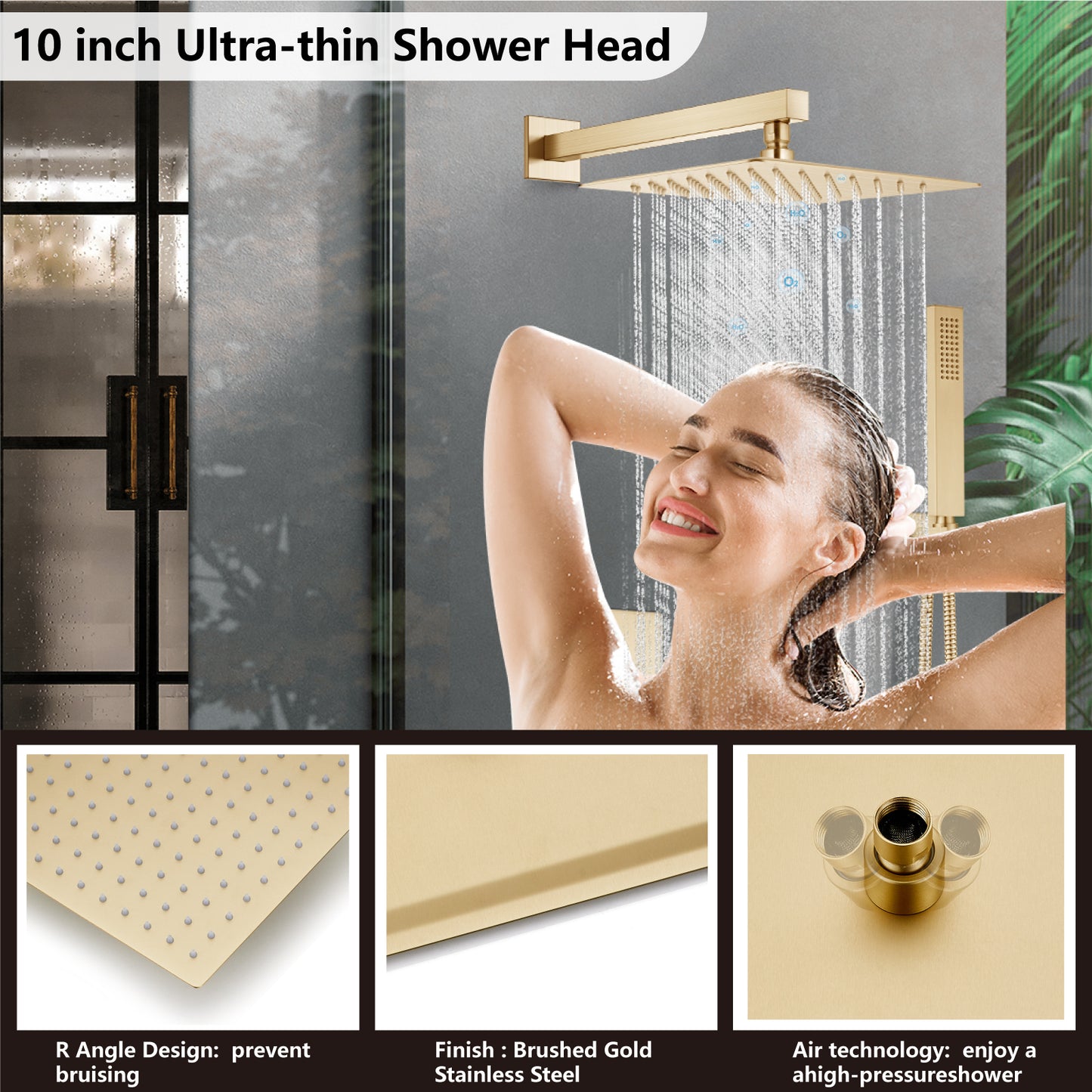 
                  
                    Midanya Rain Shower System with Tub Spout,Tub Shower Faucet Set with 10 inch rainfall Shower Head and Handheld Spray,Wall Mount Tub Shower Combo Rough-in Valve Included
                  
                