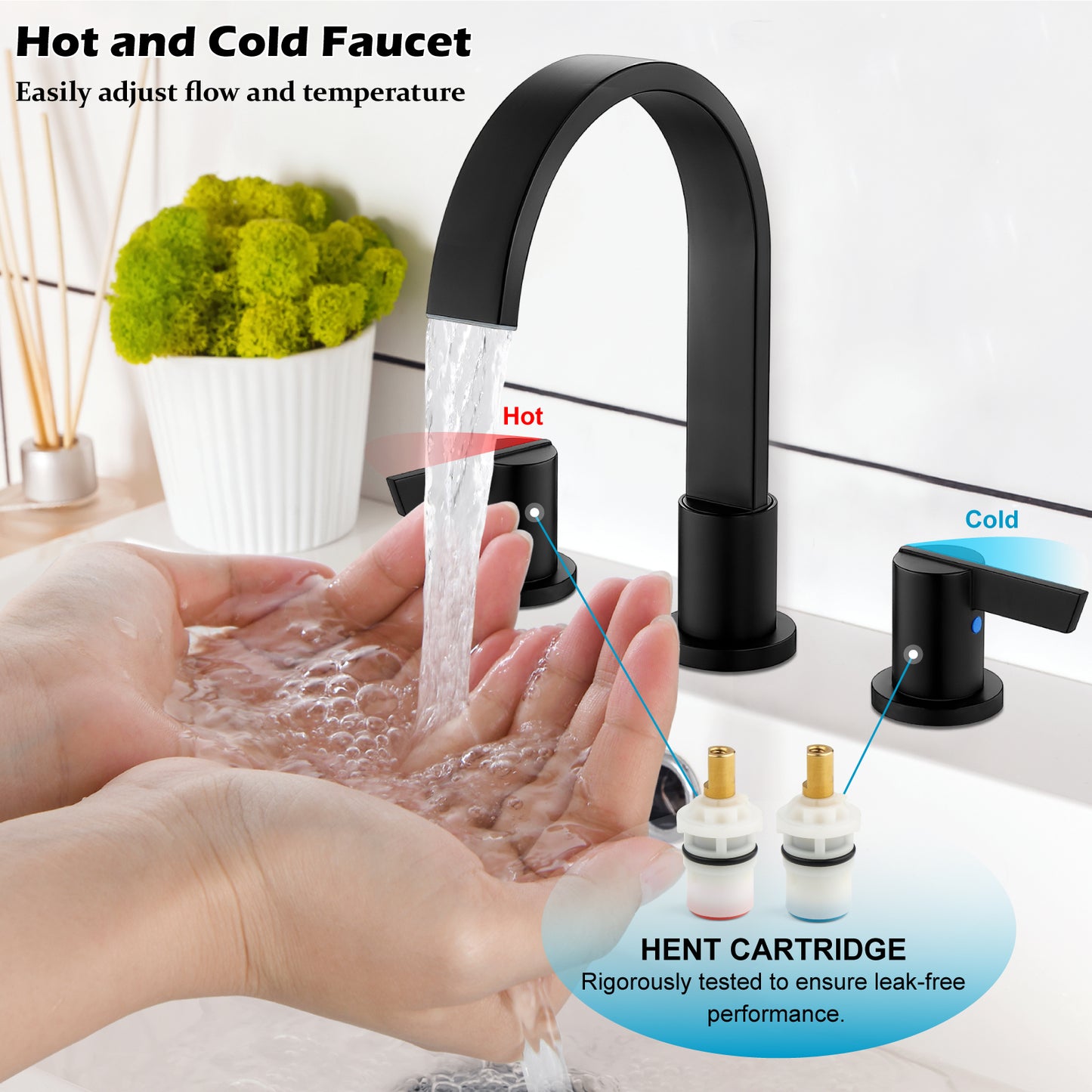 
                  
                    Midanya 8 inch Widespread Bathroom Sink Faucet,Modern Waterfall 3 Hole 2 Handles Bathroom Faucet 8" Vanity Faucets with Pop Up Drain and Water Supply Lines
                  
                