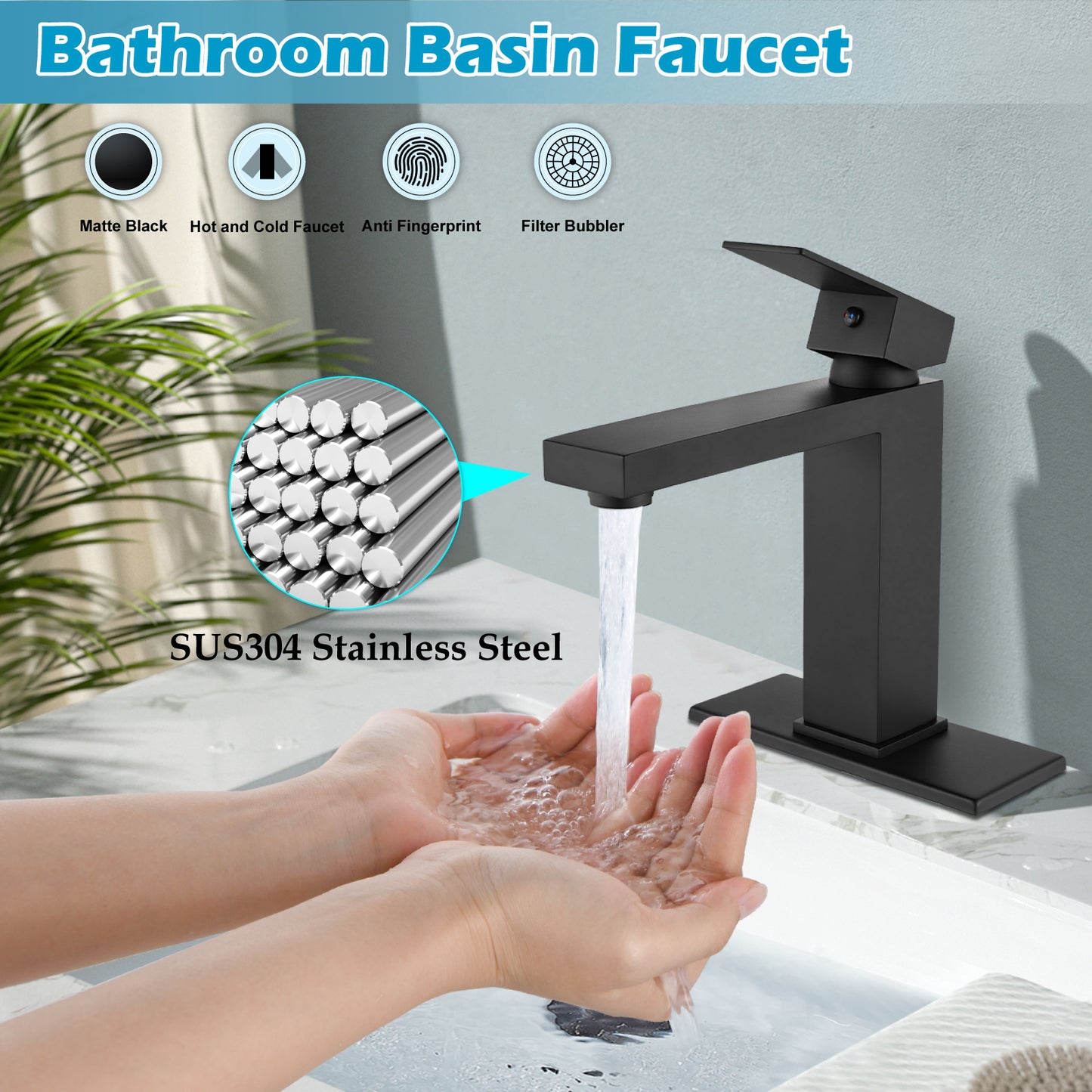 
                  
                    Midanya Bathroom Faucet 1 Hole, Single Handle Bathroom Sink Faucet with Water Supply Lines for Basin, RV, Lavatory Sink,Without Drain,Short Body
                  
                