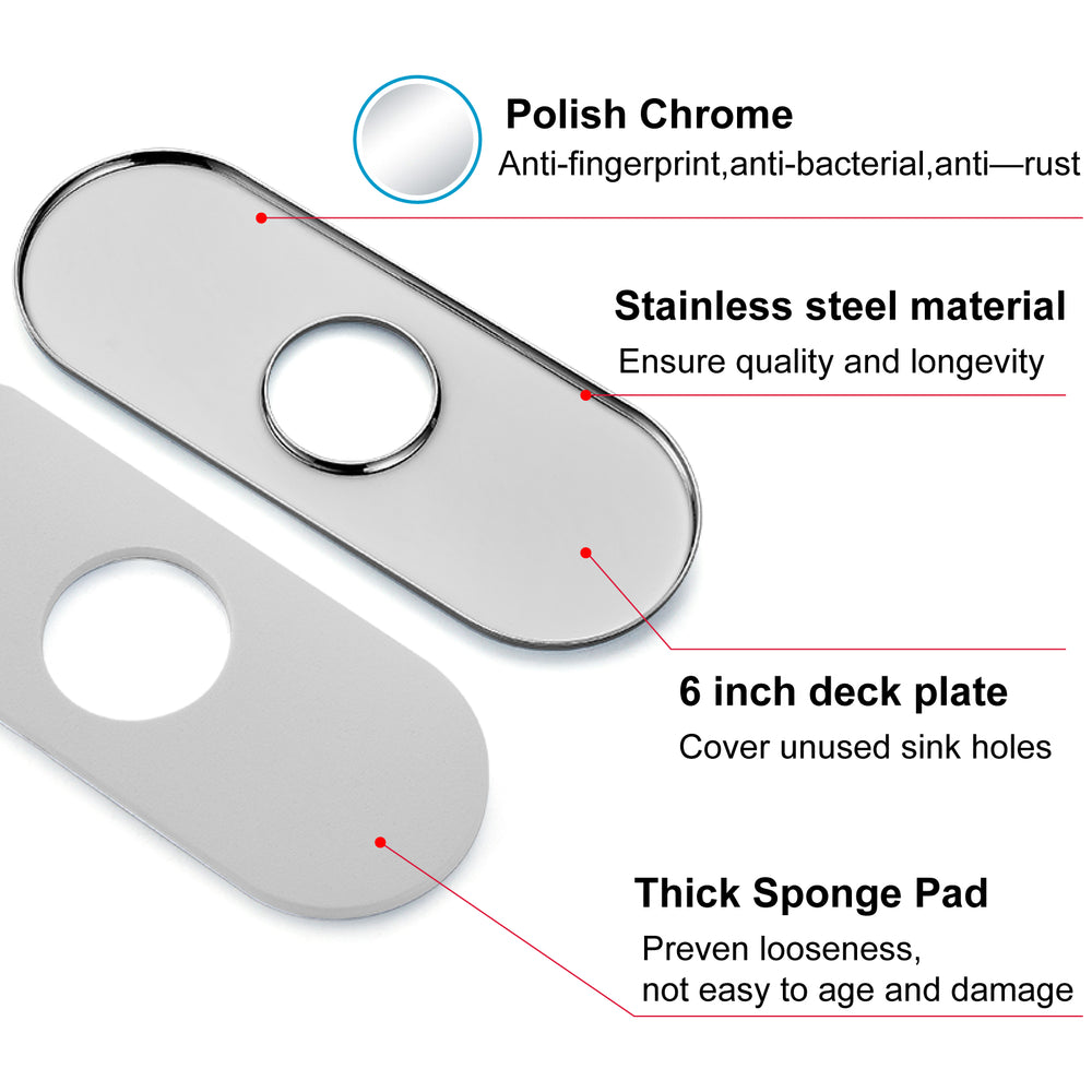 
                  
                    Midanya 6 Inch Sink Hole Cover, 1 or 3 Hole Bathroom Kitchen Lavatory Faucet Cover Plate, SUS304 Stainless Steel Decorative Cover,Vessel Vanity Sink Faucet Oval Deck Plate
                  
                
