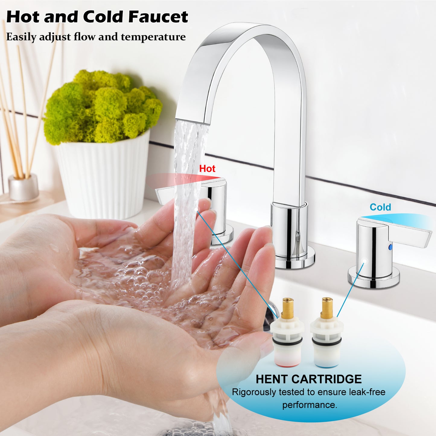 
                  
                    Midanya 8 inch Widespread Bathroom Sink Faucet,Modern Waterfall 3 Hole 2 Handles Bathroom Faucet 8" Vanity Faucets with Pop Up Drain and Water Supply Lines
                  
                